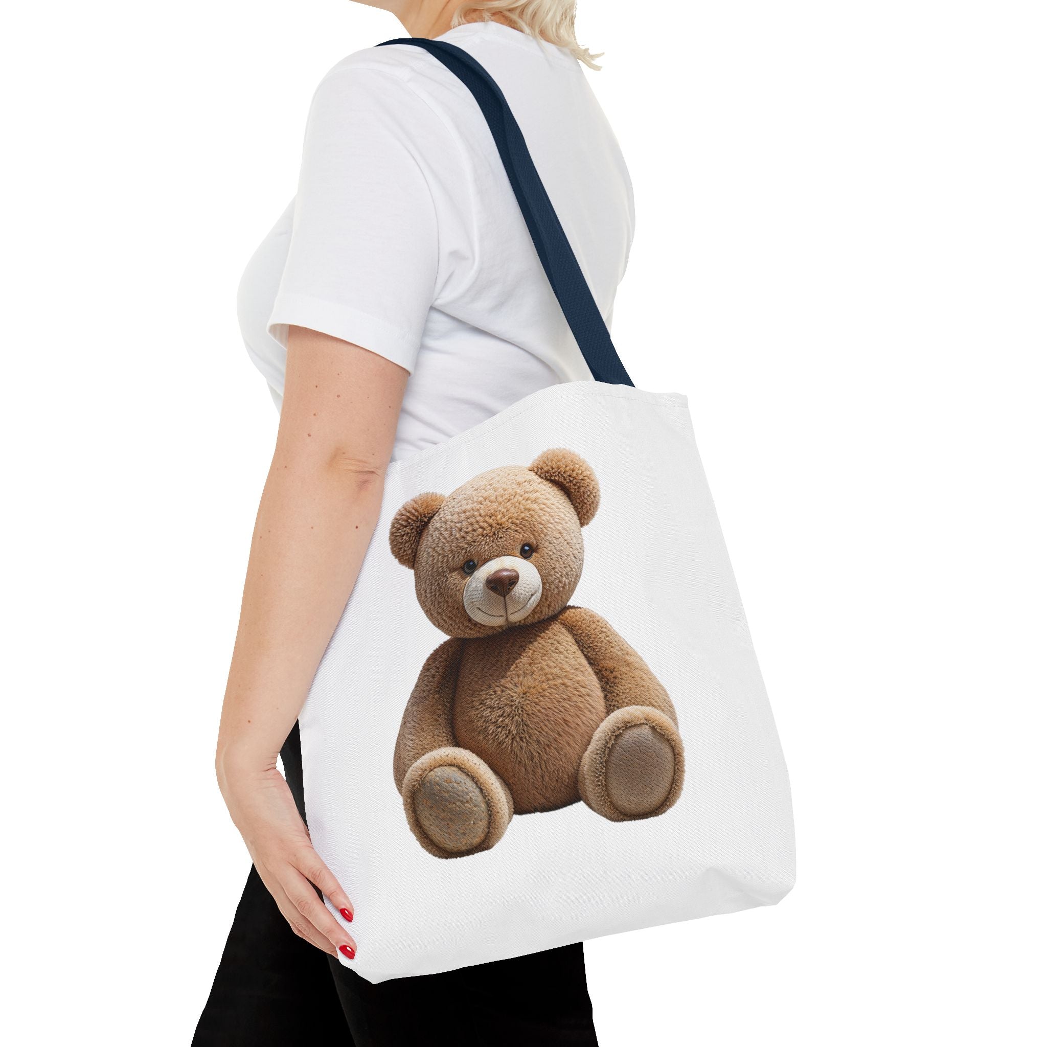 Sac fourre-tout mignon ours en peluche et chaton – Sac fourre-tout à imprimé animal mignon pour faire les courses et au quotidien