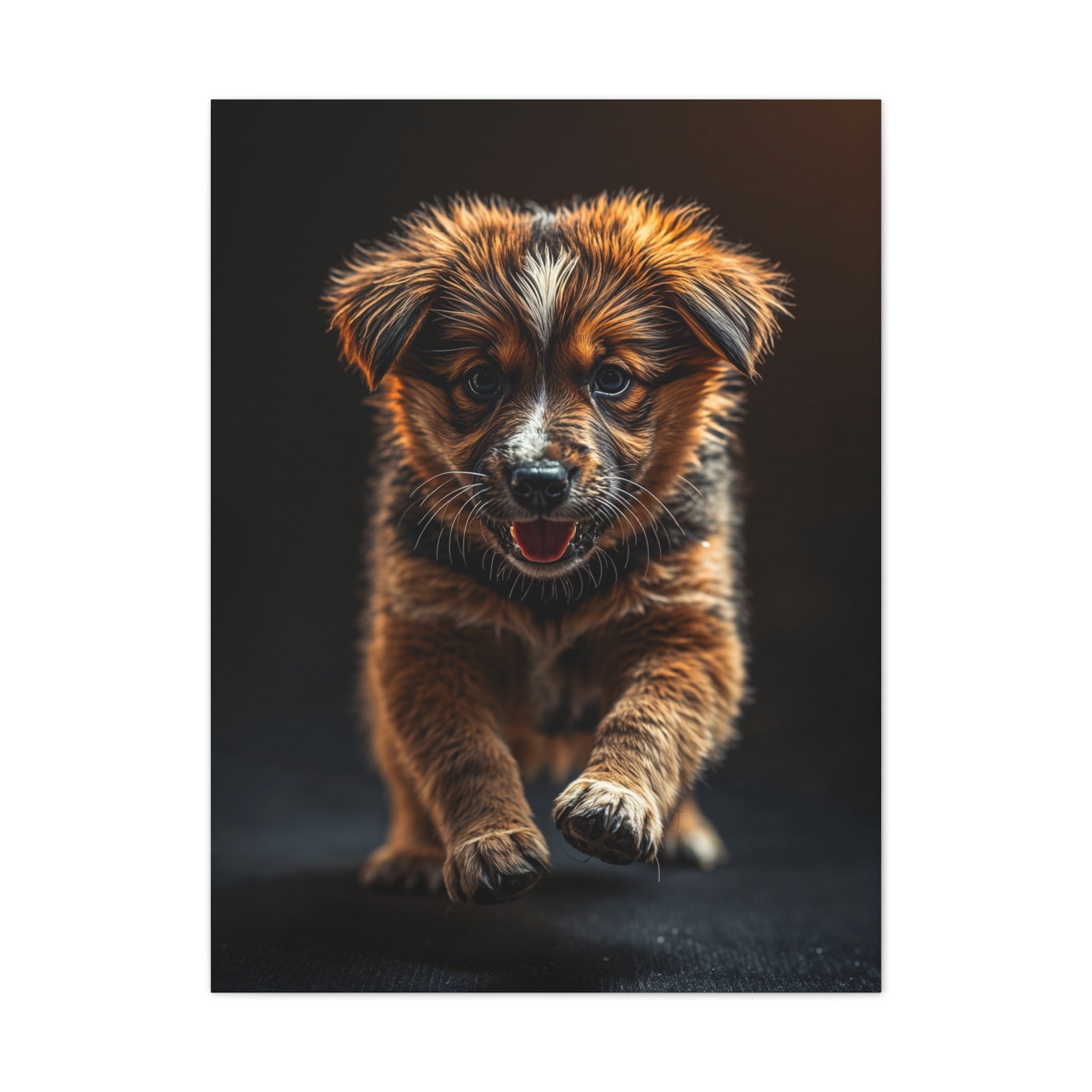 Running Puppy Canvas | Stretched Wall Art, Dog Portrait, gift for dog lovers