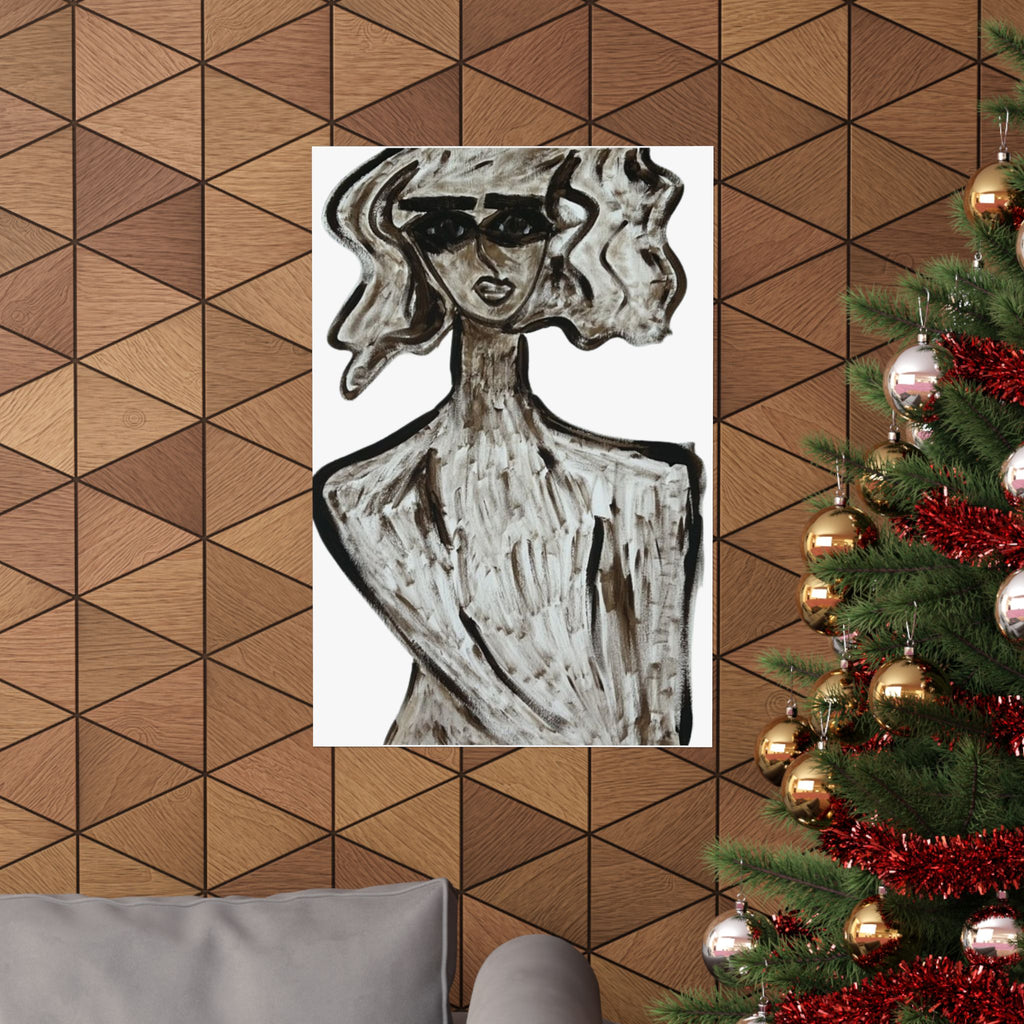 Affiche, Affiche de mode abstraite monochrome | Art mural vertical