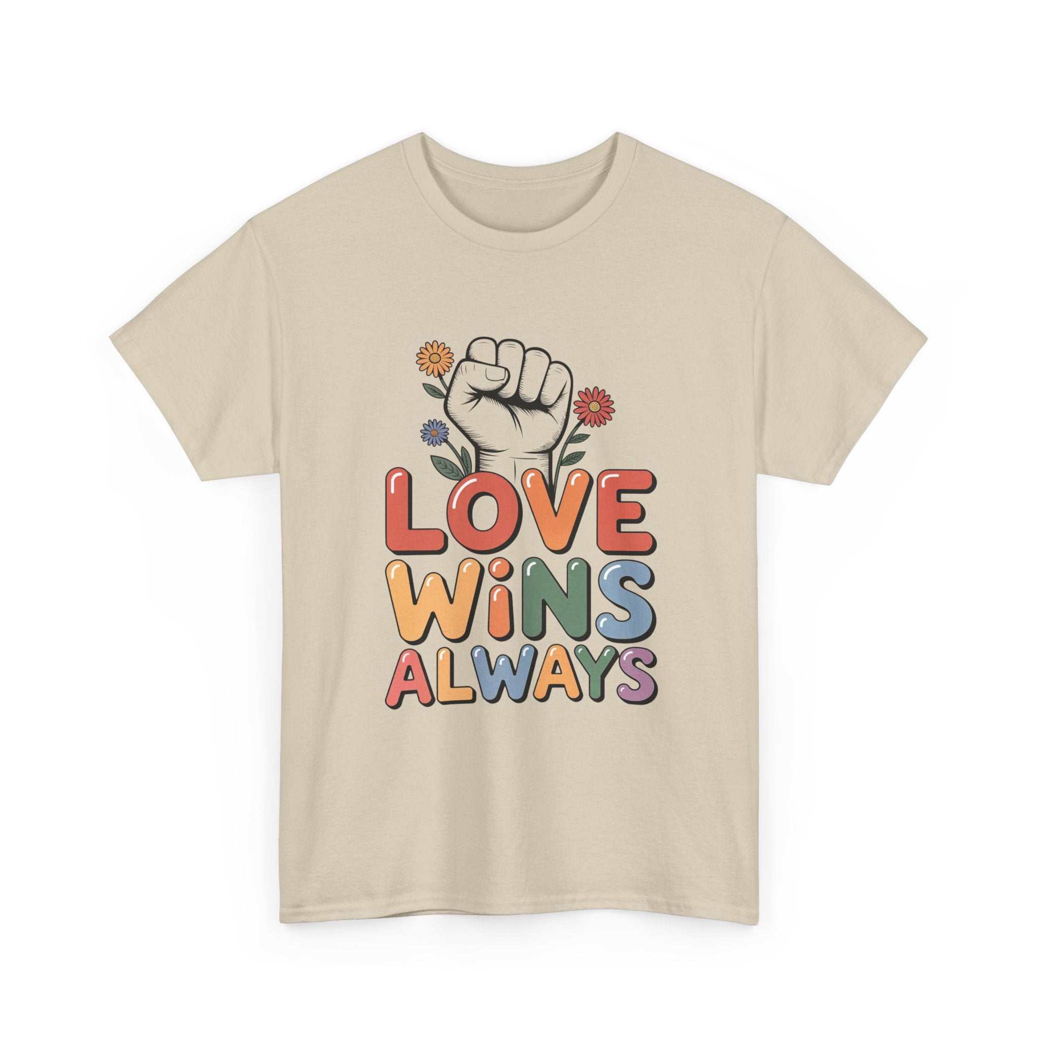 Love Wins Always T-Shirt | Pride heart fist floral design