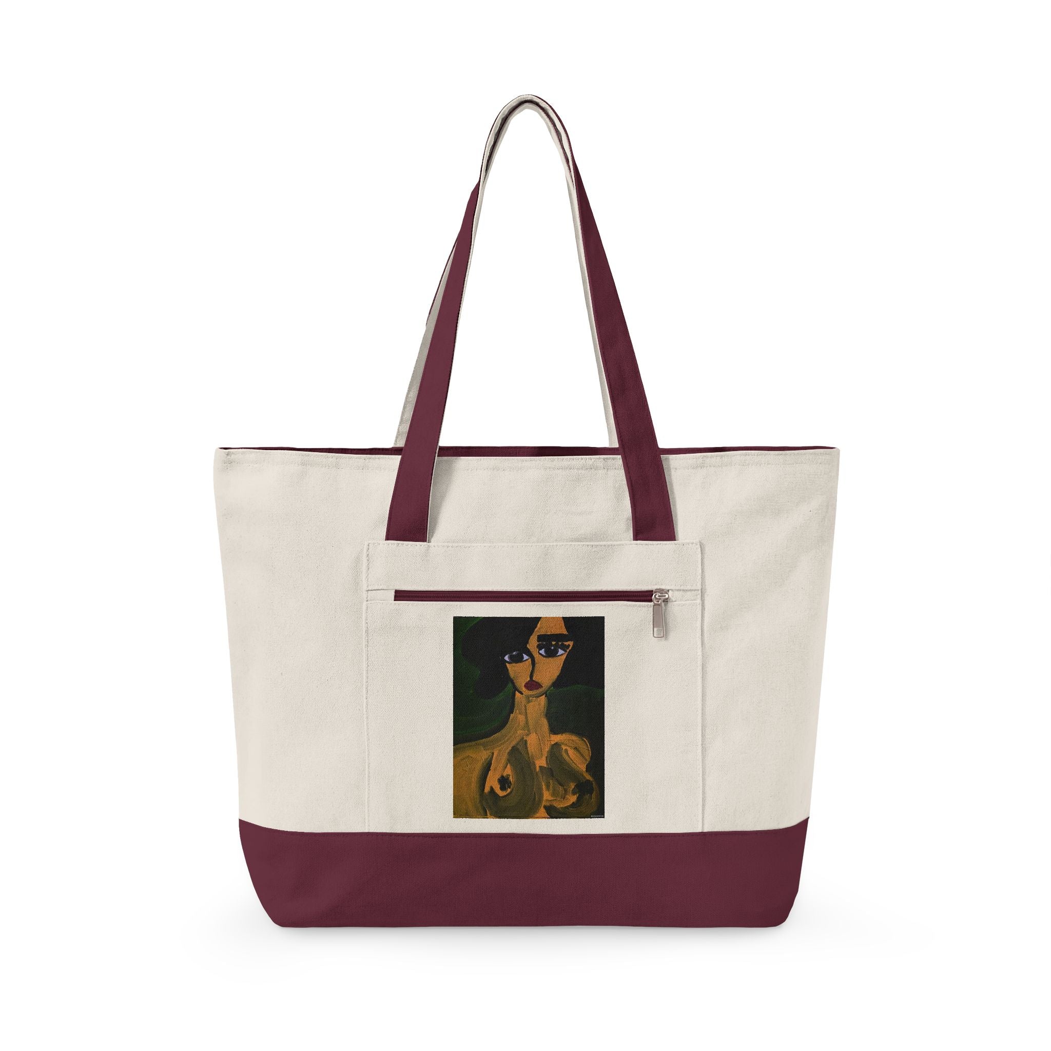 Sac fourre-tout en toile à fermeture éclair | Illustration artistique de nu, fait main