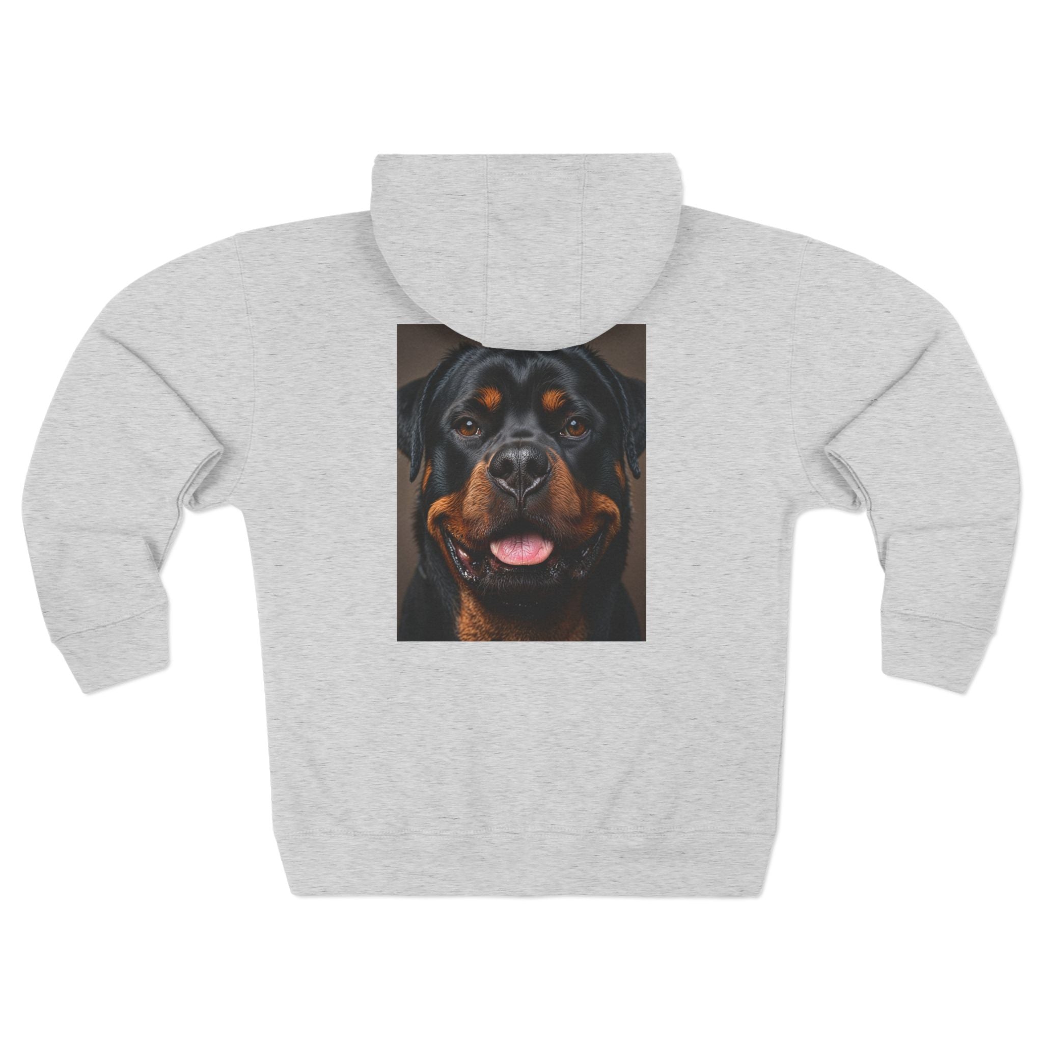 Sweat à capuche zippé avec portrait de Rottweiler souriant | Vêtements pour amoureux des chiens