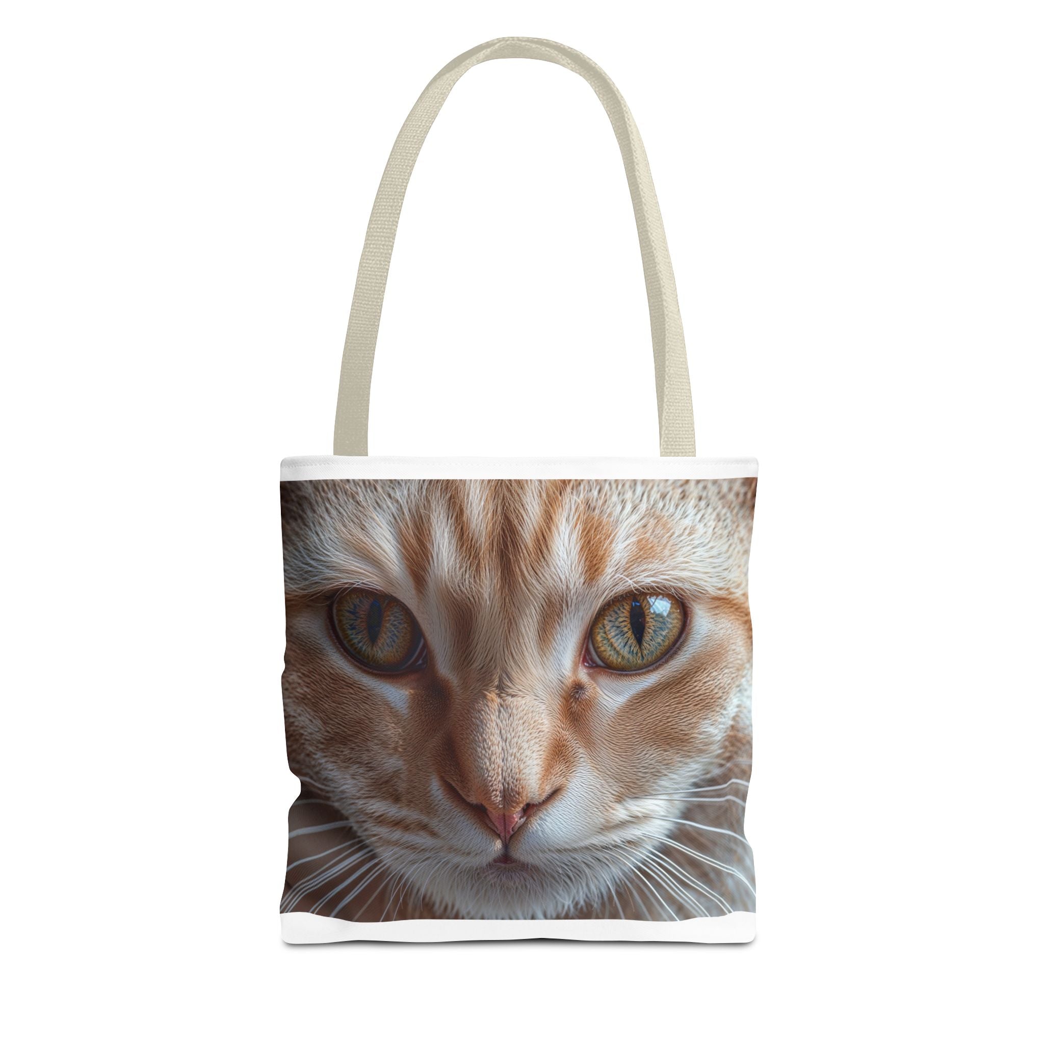 Sac fourre-tout à motif chat roux en gros plan | Imprimé intégral portrait de chat