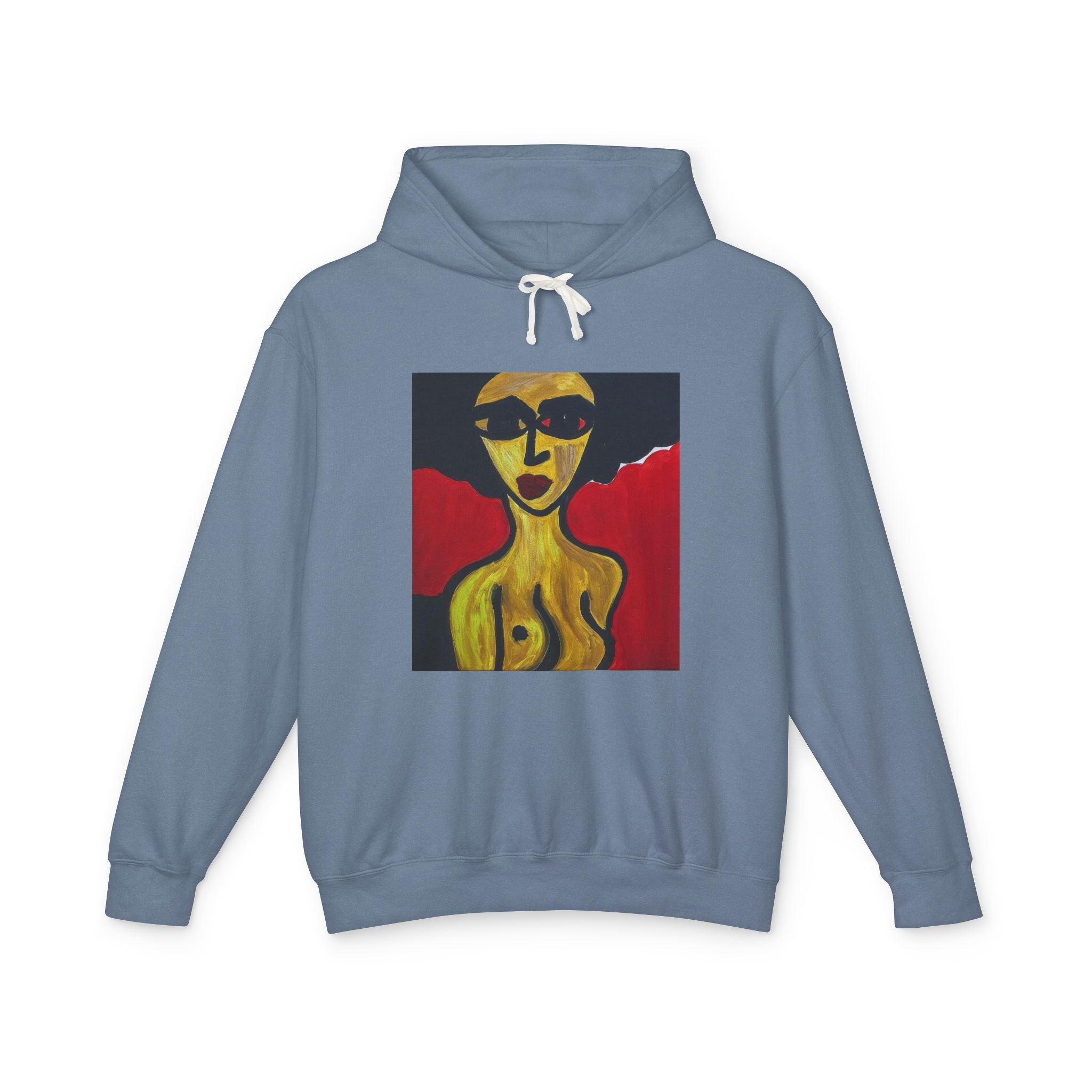Sweat à capuche avec motif portrait nu — Sweat-shirt imprimé, fait main 