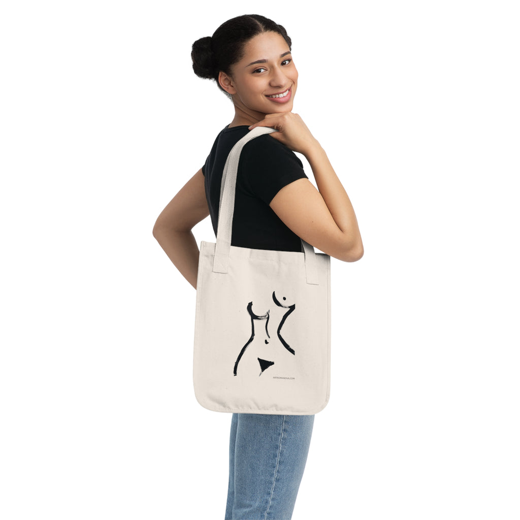 Sac cabas silhouette féminine | Cabas en toile, fait main, coton écologique