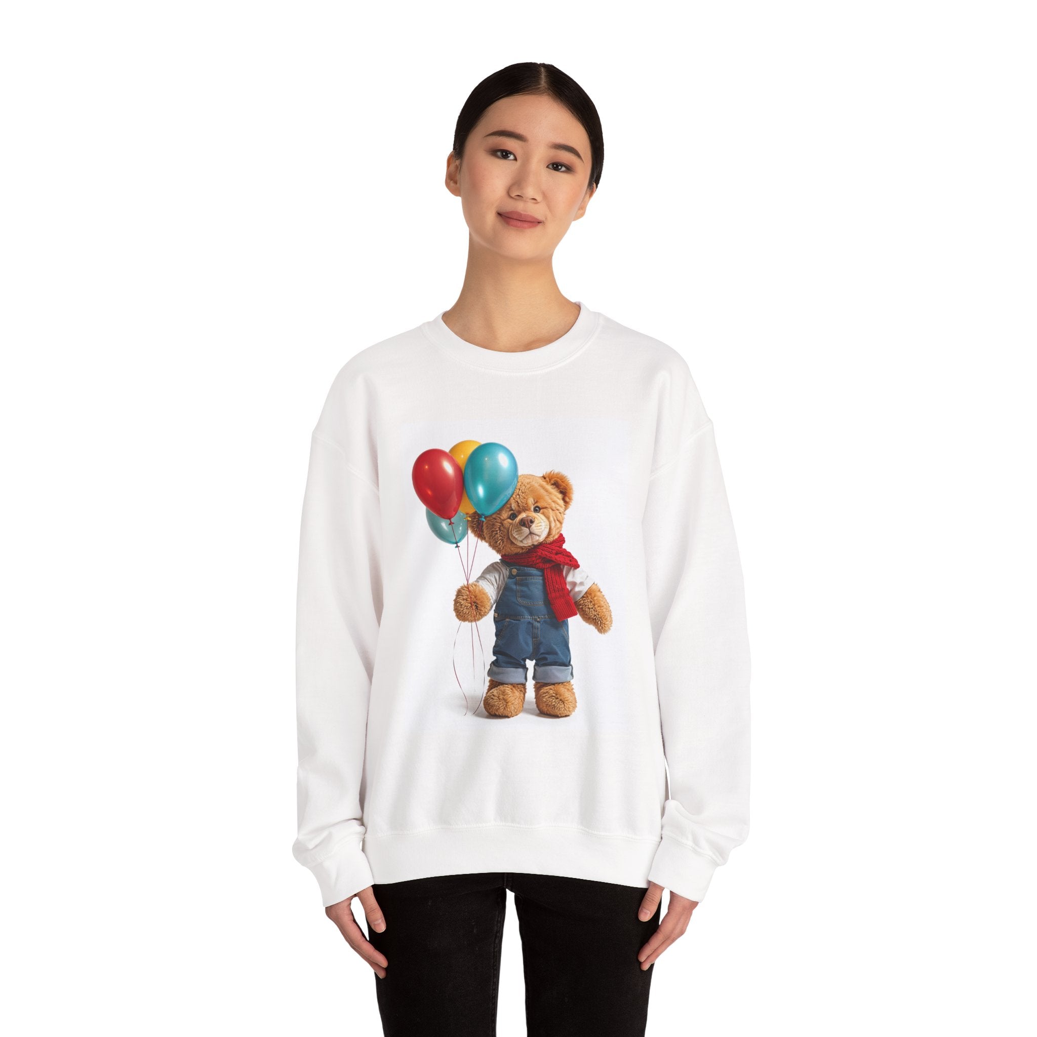 Sweat-shirt Ours en peluche avec ballons | Illustration mignonne de peluche