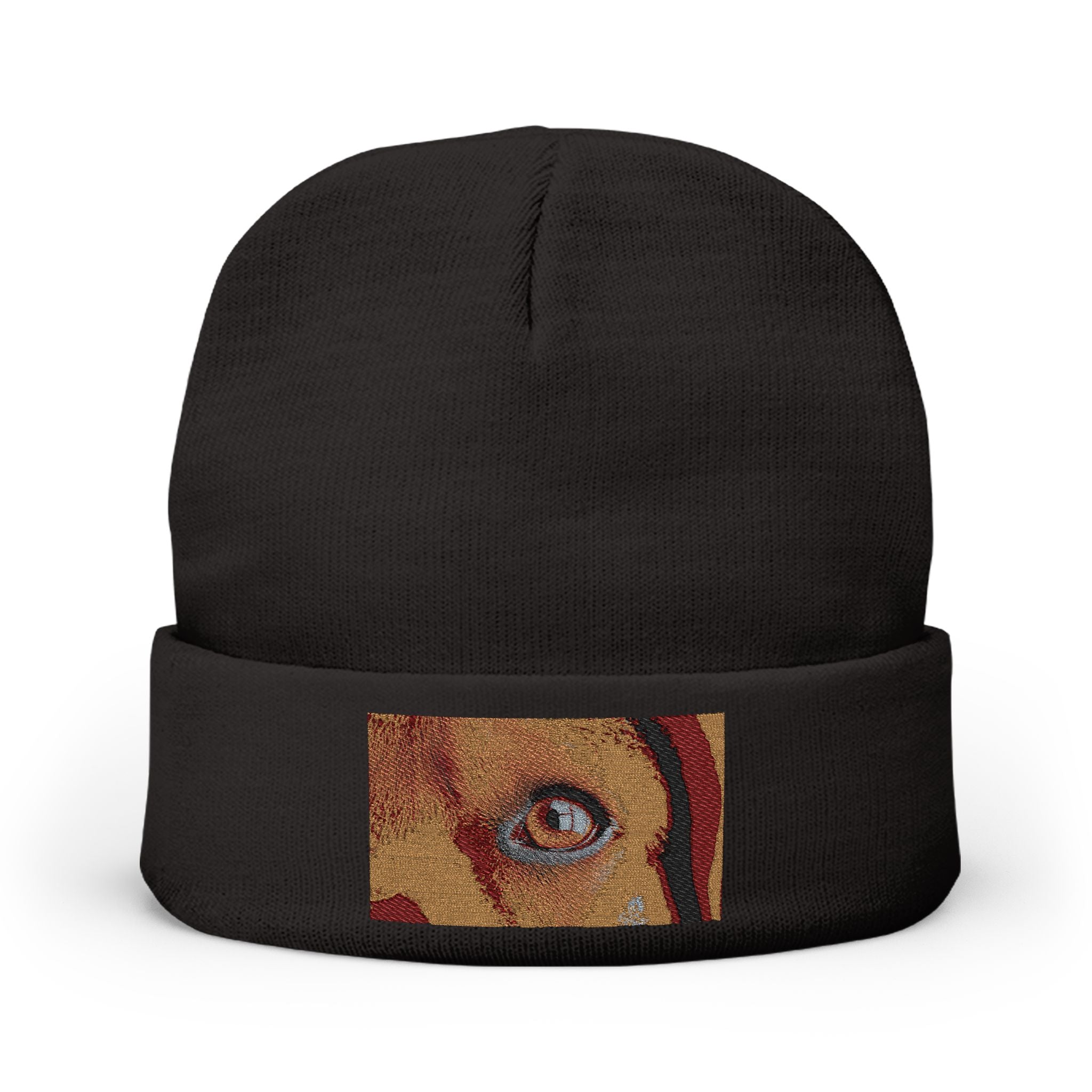Bonnet tricoté Golden Dog Eye | Portrait de patte brodé