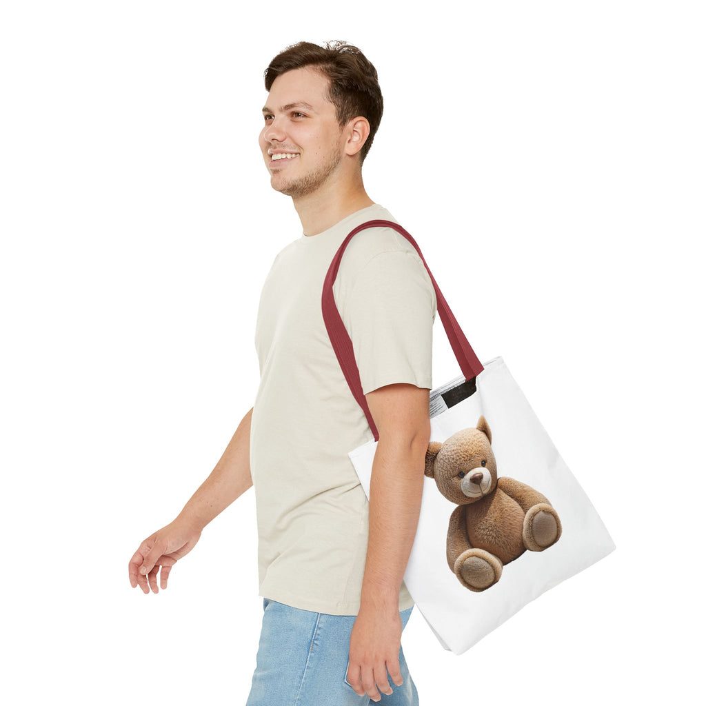 Sac fourre-tout mignon ours en peluche et chaton – Sac fourre-tout à imprimé animal mignon pour faire les courses et au quotidien