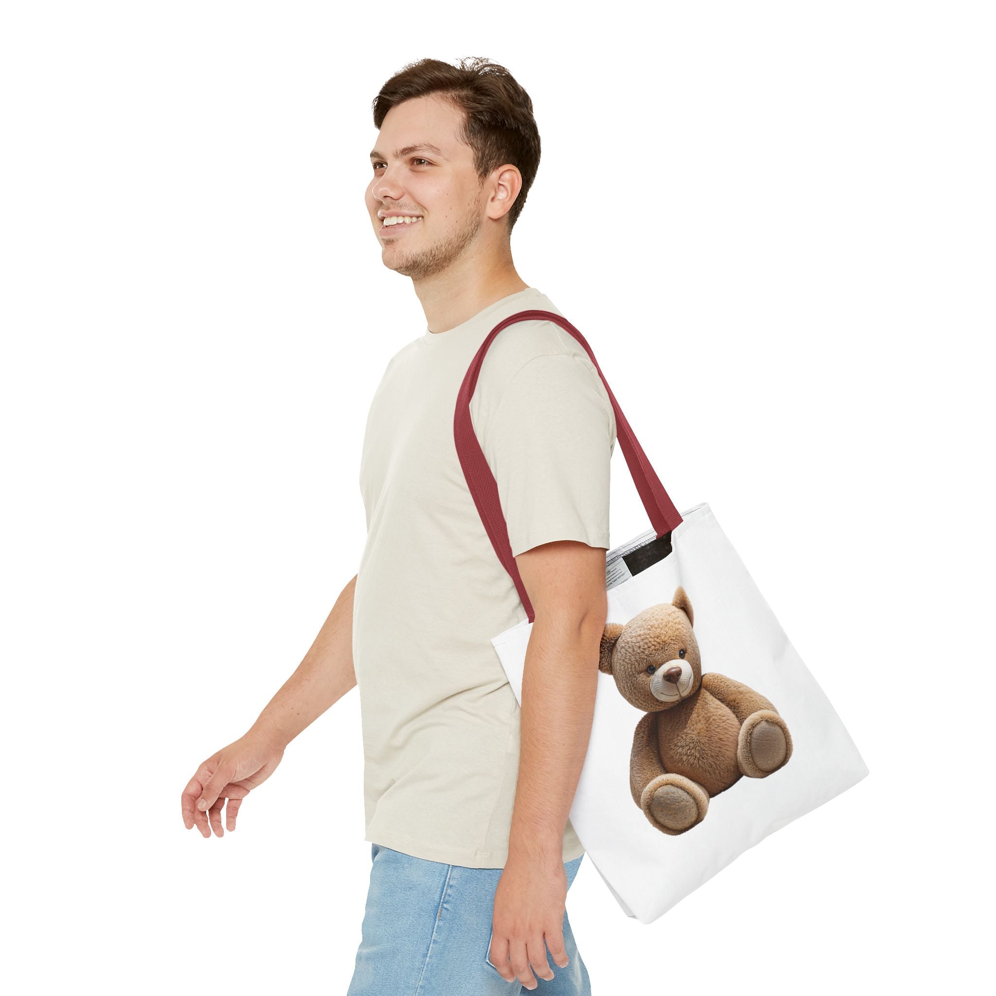Sac fourre-tout mignon ours en peluche et chaton – Sac fourre-tout à imprimé animal mignon pour faire les courses et au quotidien