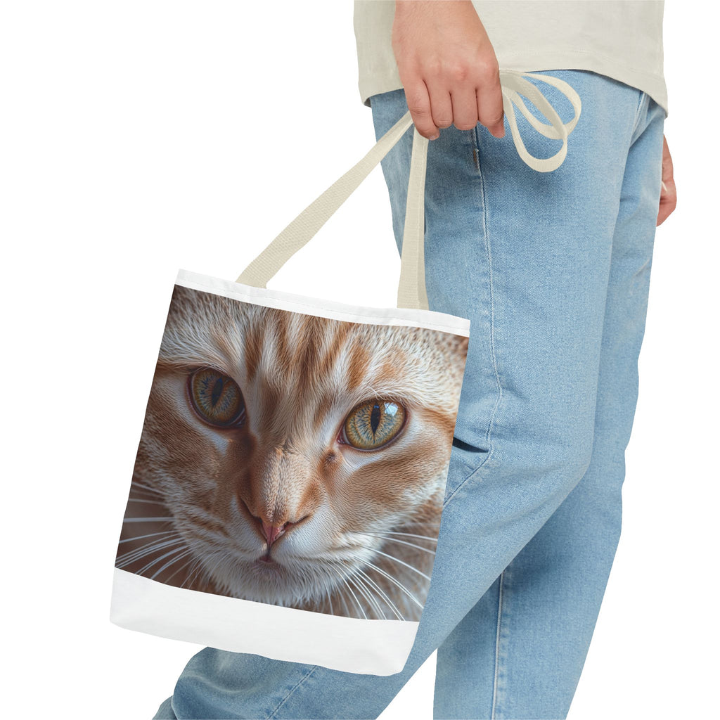 Sac fourre-tout à motif chat roux en gros plan | Imprimé intégral portrait de chat