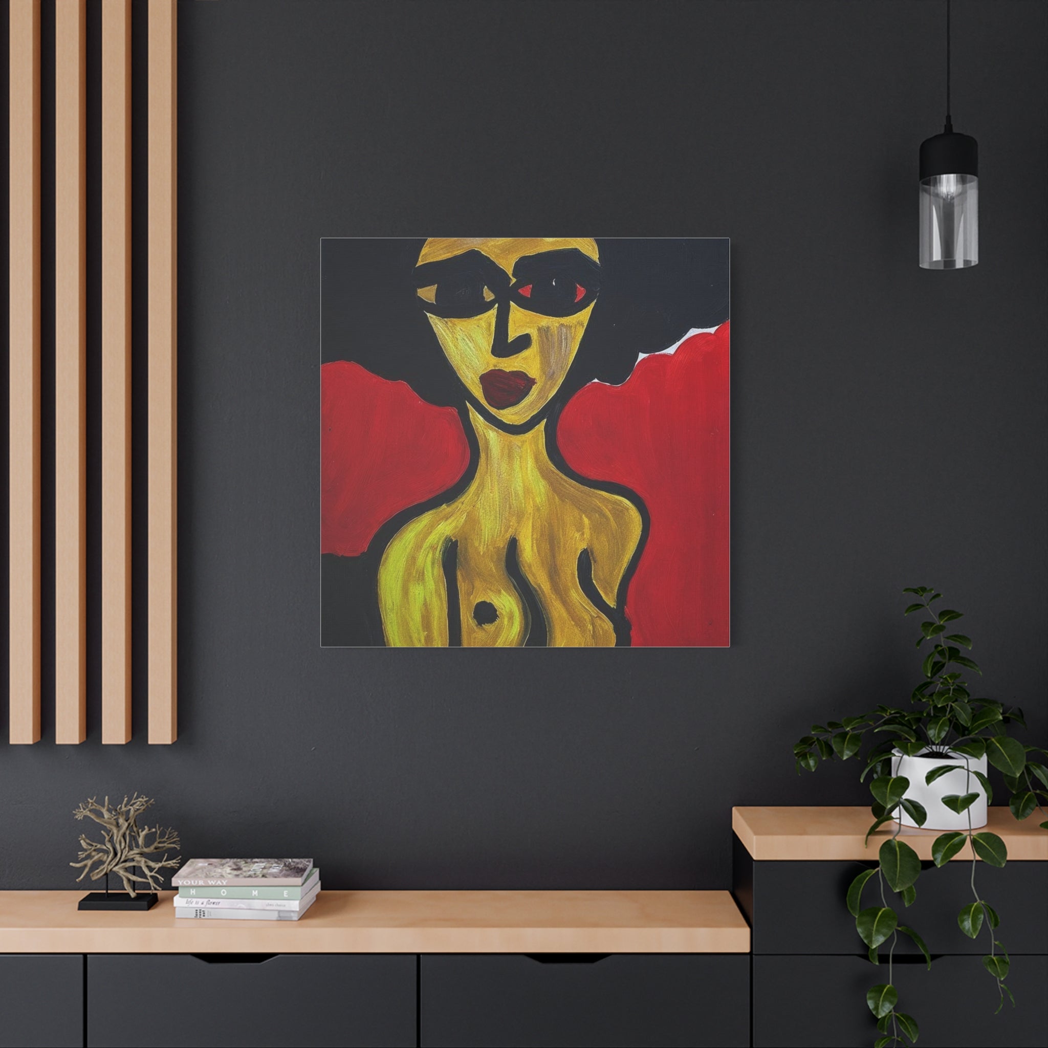 Portrait abstrait de femme sur toile, art contemporain, art moderne