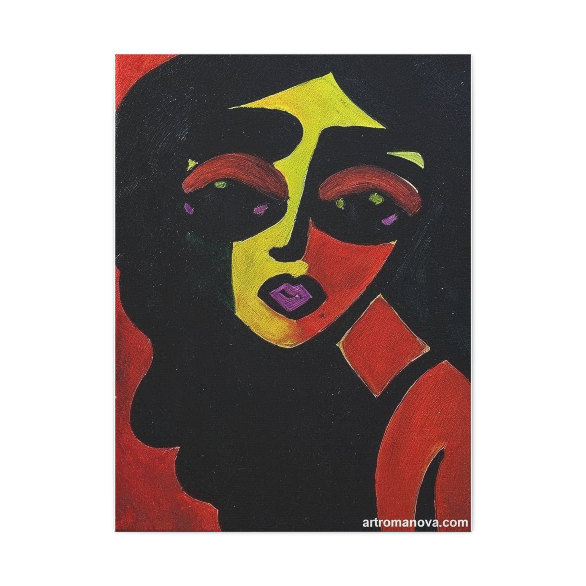 Toile de portrait abstrait à blocs de couleur