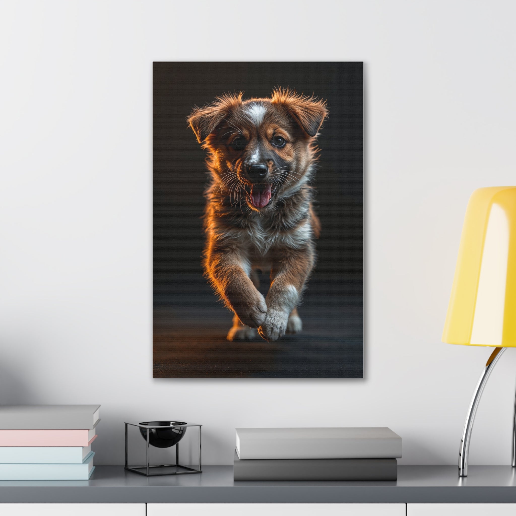 Running Puppy Canvas, gift for dog lovers