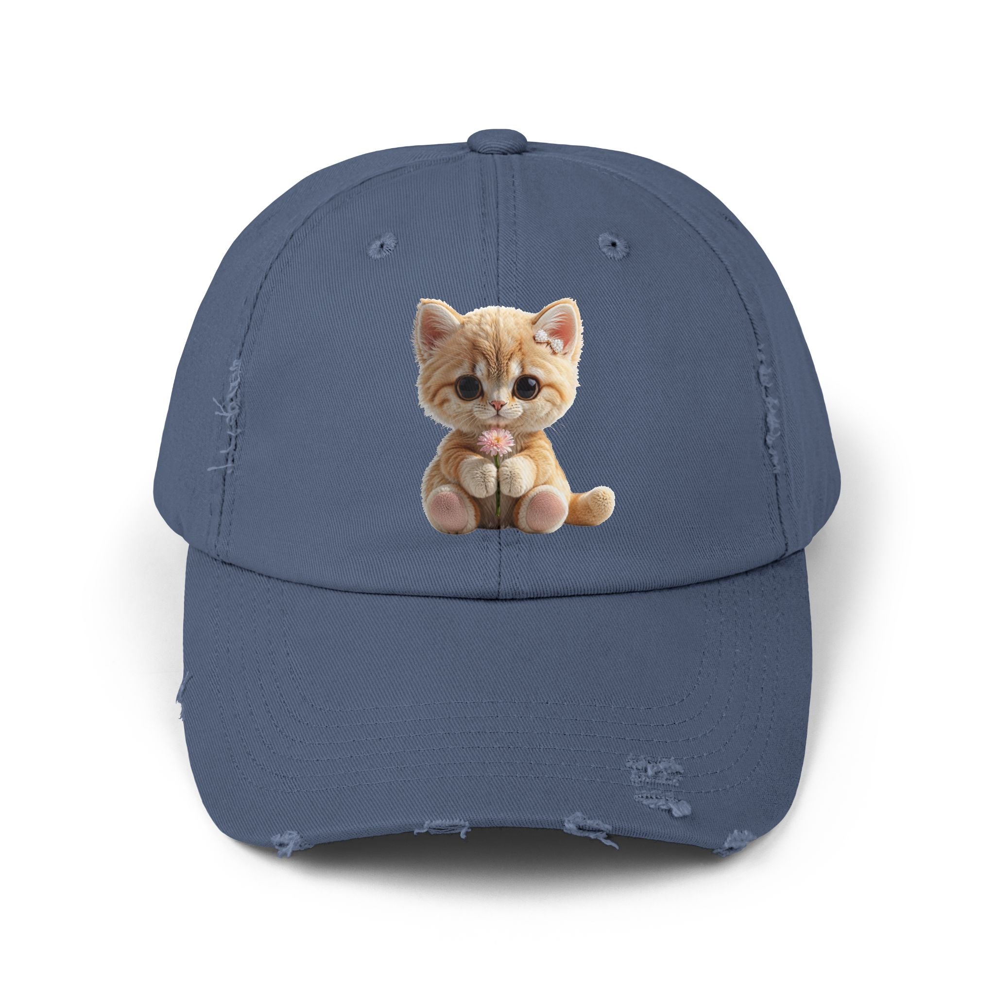Cute Cap | Distressed Baseball Hat with kitty cat (Copy)