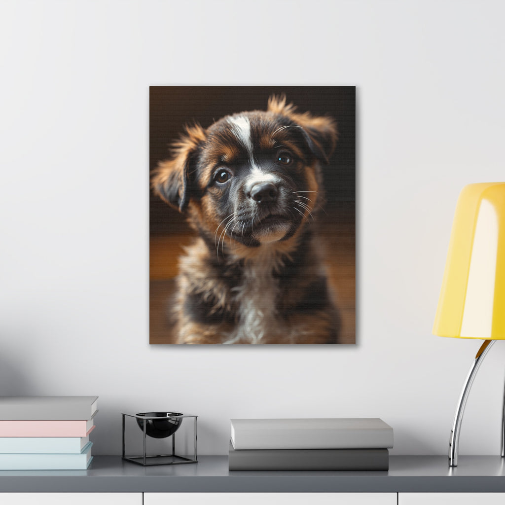 Adorable Puppy Portrait Canvas, gift for dog lovers, wall art with dog