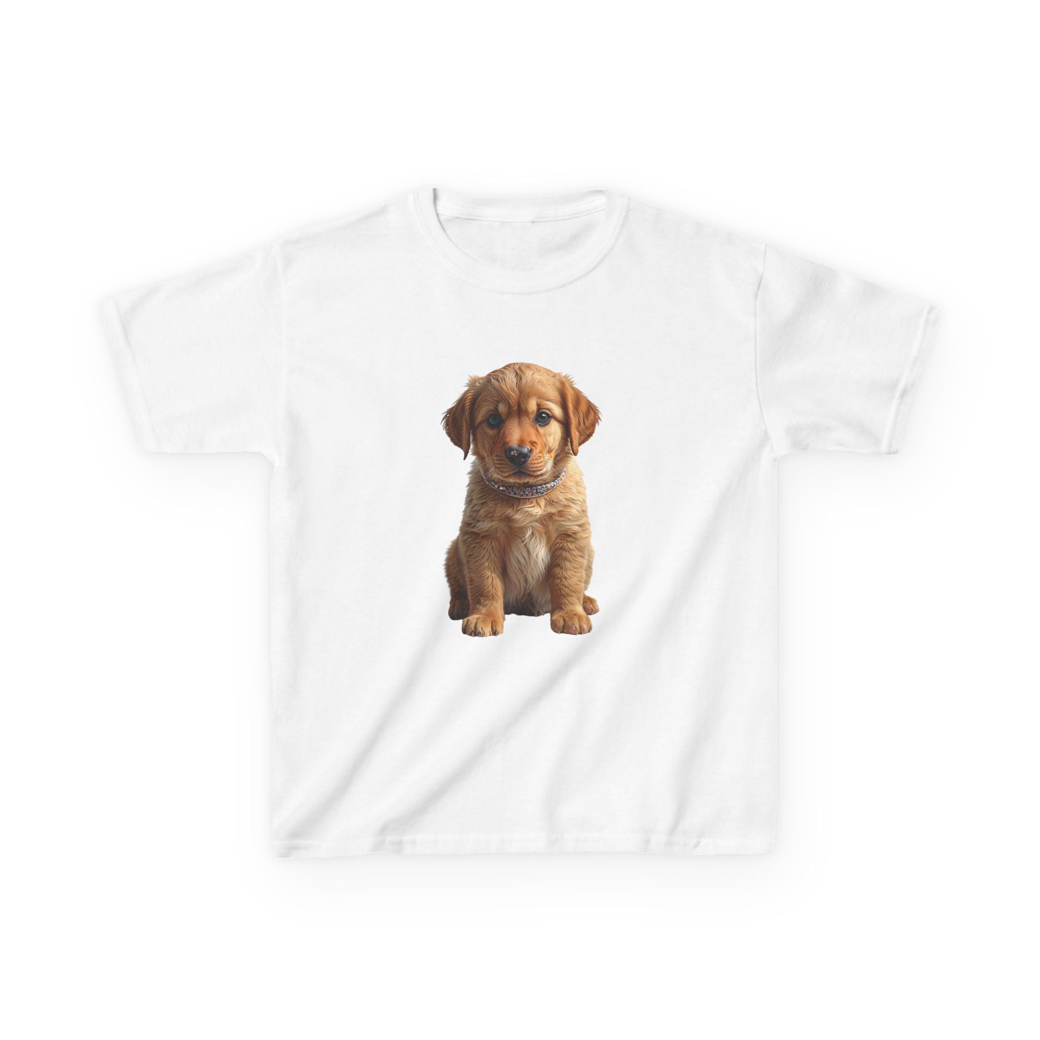 T-shirt enfant illustration chiot marron | T-shirt chien mignon, amoureux des animaux