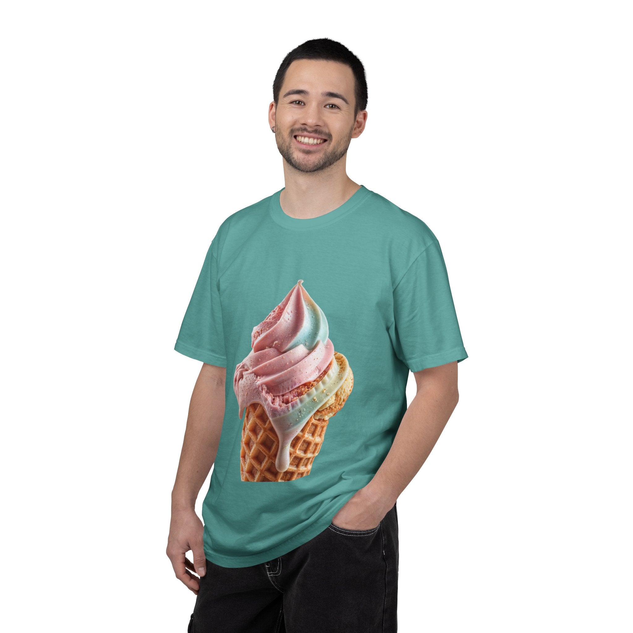 T-shirt Cornet de glace arc-en-ciel pastel | T-shirt dessert à la crème glacée molle