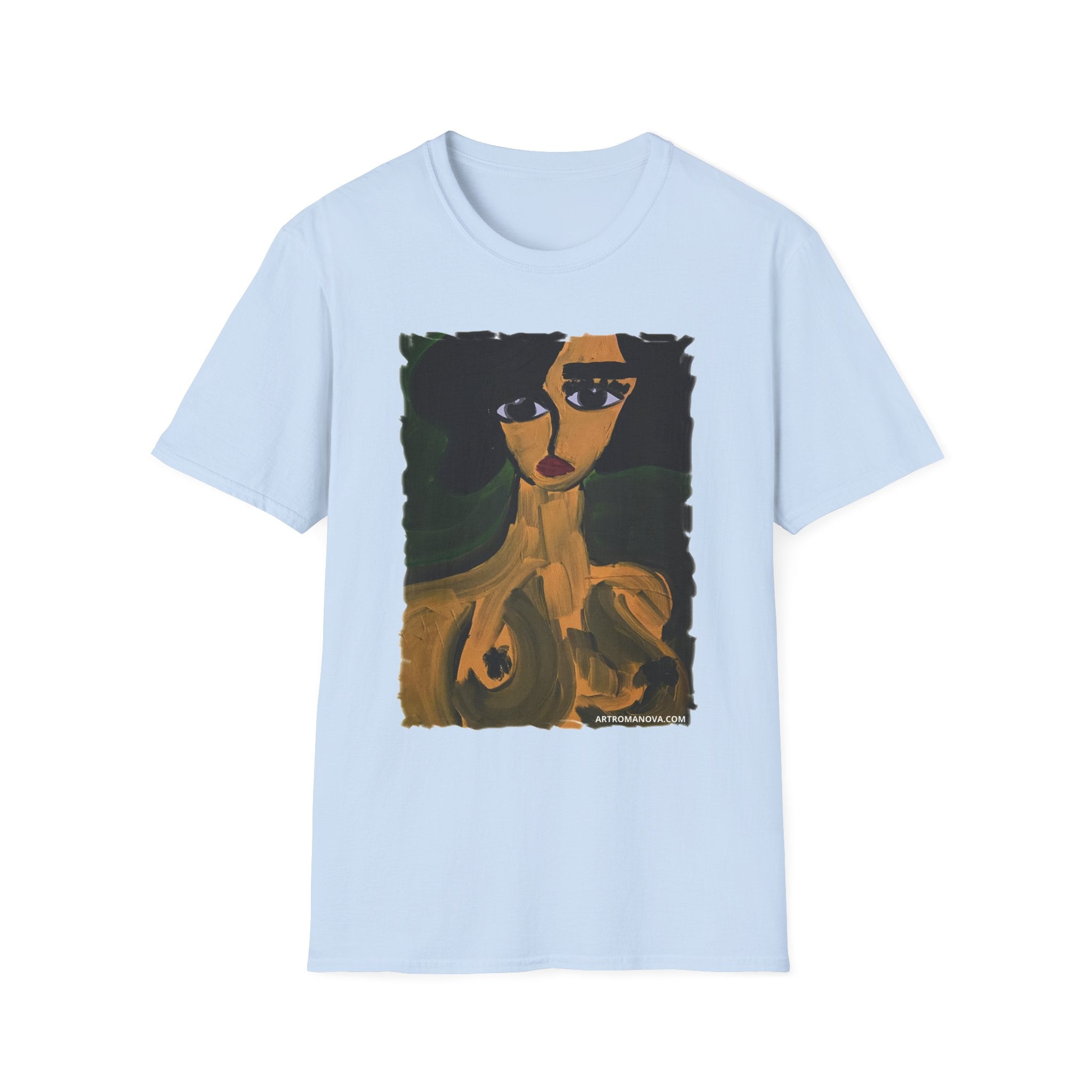 T-shirt Portrait de Femme Nue | Peinture Artistique Moderne, T-shirt Beaux-Arts, Impression Portrait de Nu Élégante, Peint à la Main, Style Galerie