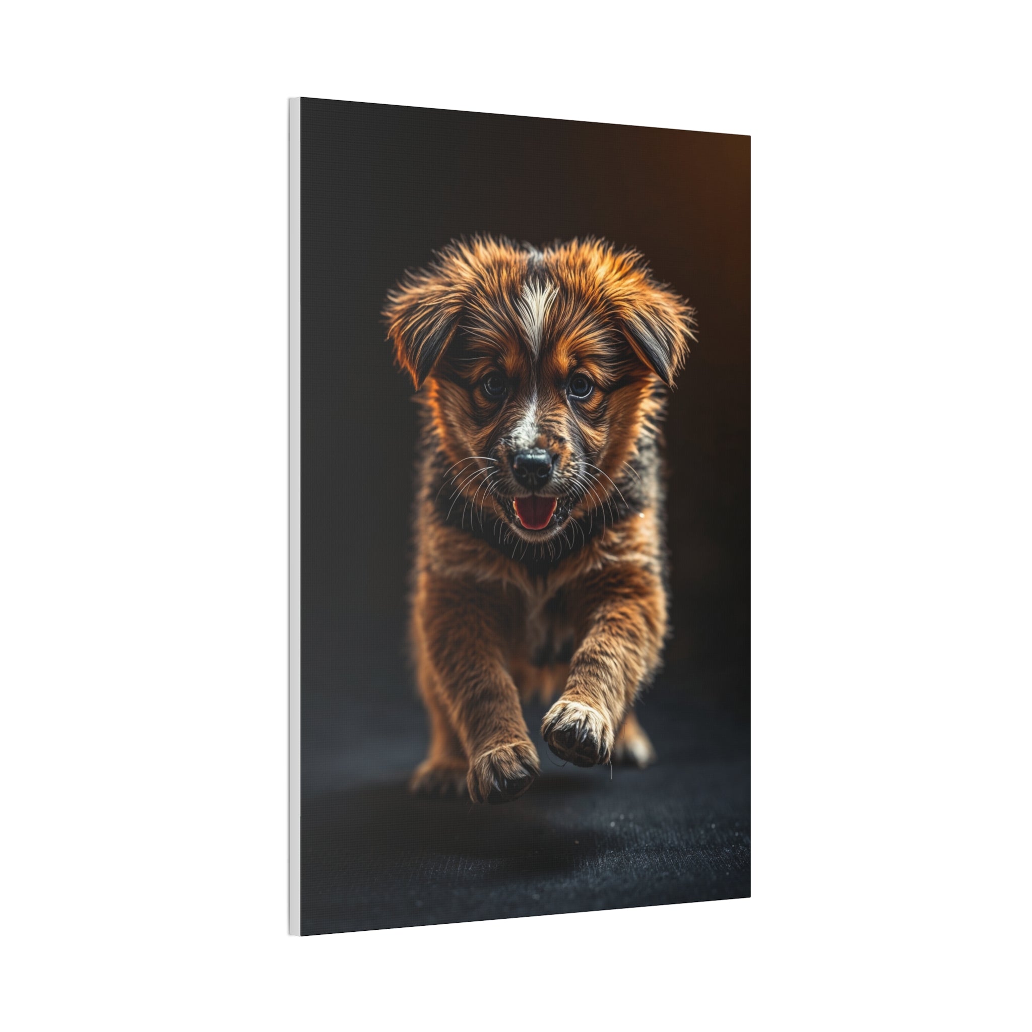 Running Puppy Canvas | Stretched Wall Art, Dog Portrait, gift for dog lovers
