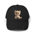 Cute Cap | Distressed Baseball Hat with kitty cat
