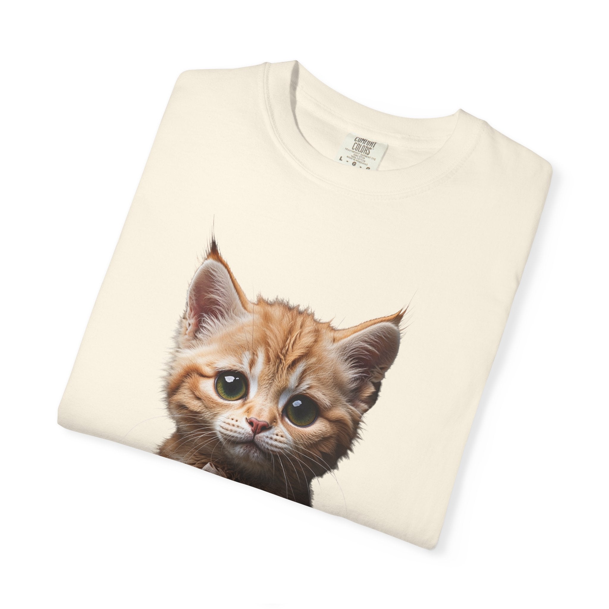 Kitten Illustration T-Shirt | Realistic Cat Portrait, organic cotton