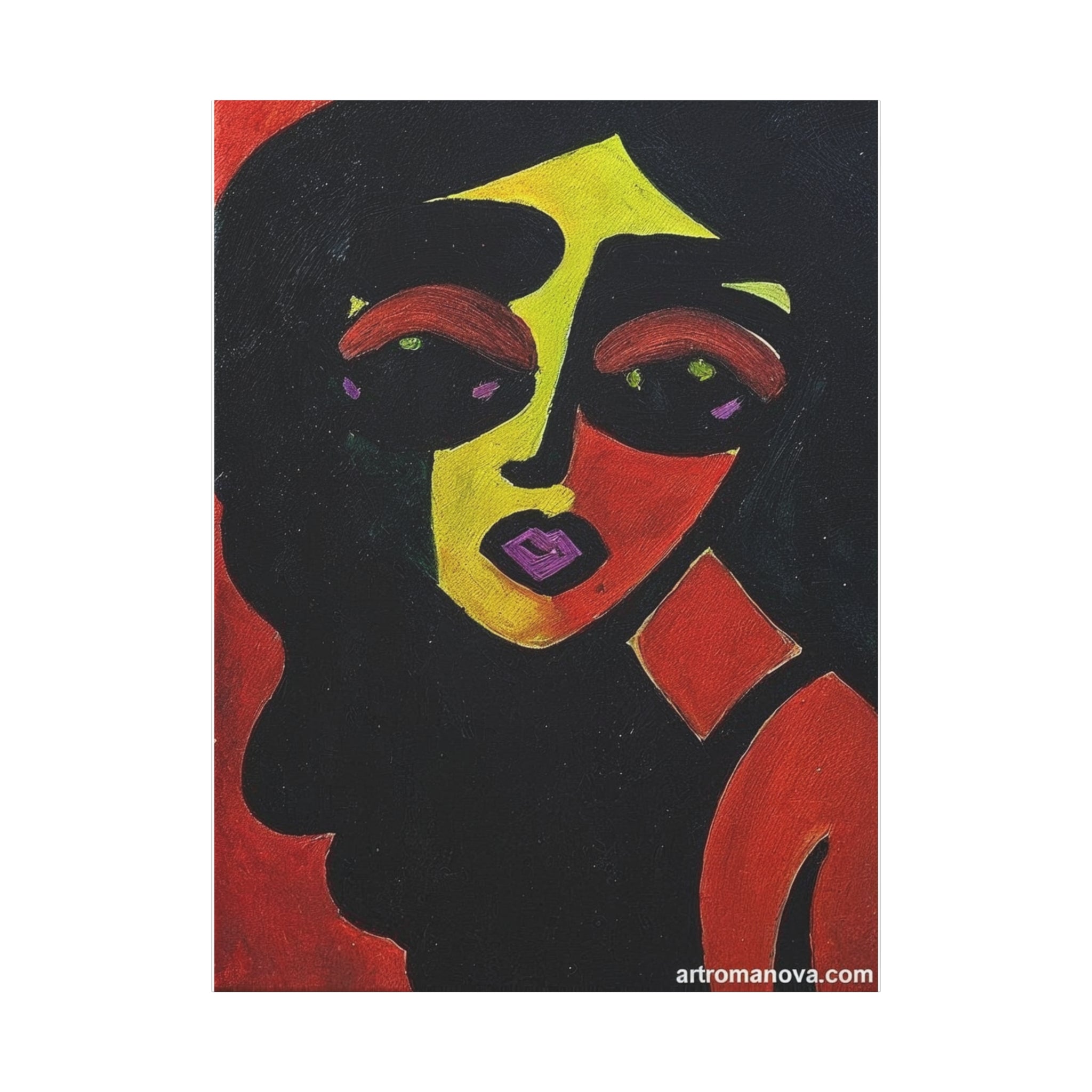 Toile de portrait abstrait à blocs de couleur