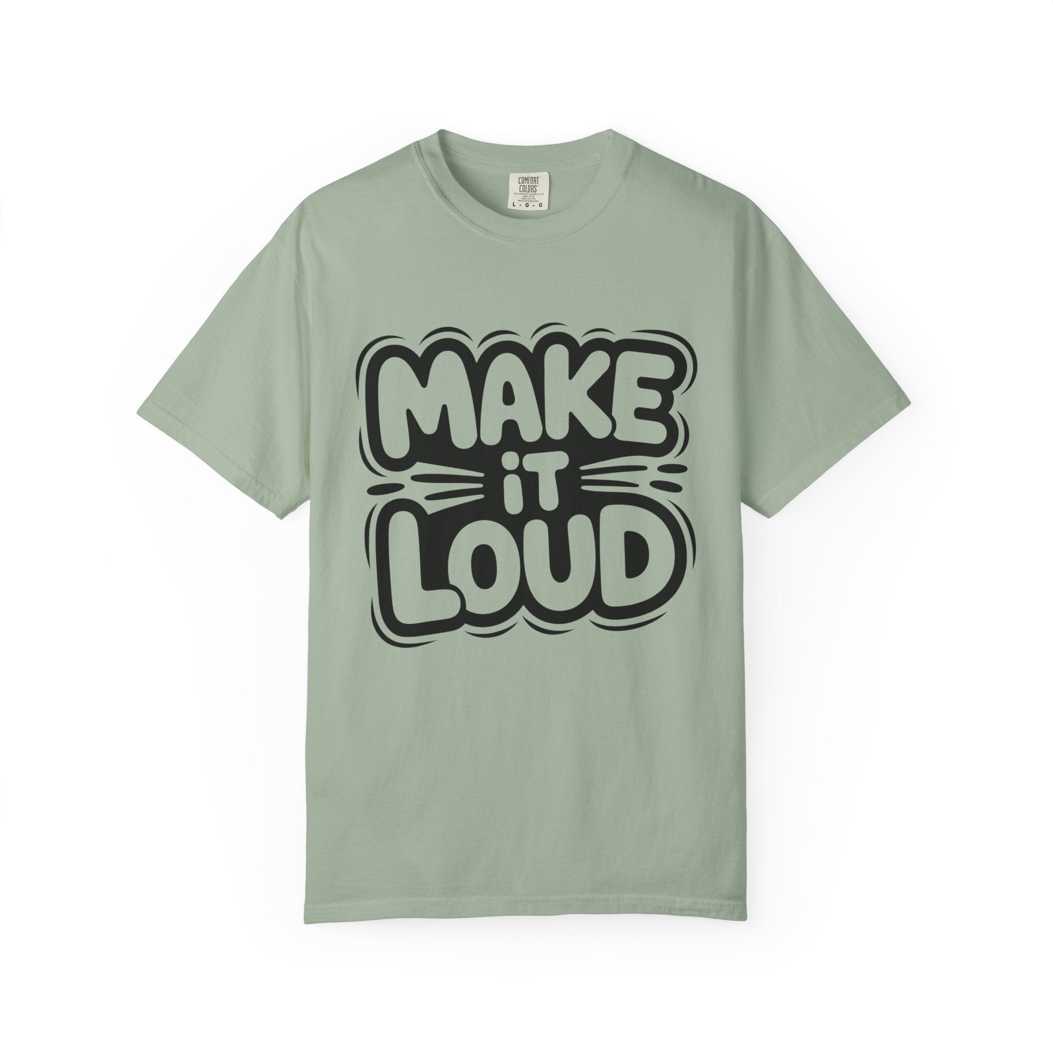 Make It Loud T-shirt | Bold Bubble Letter Graphic, Black White Design
