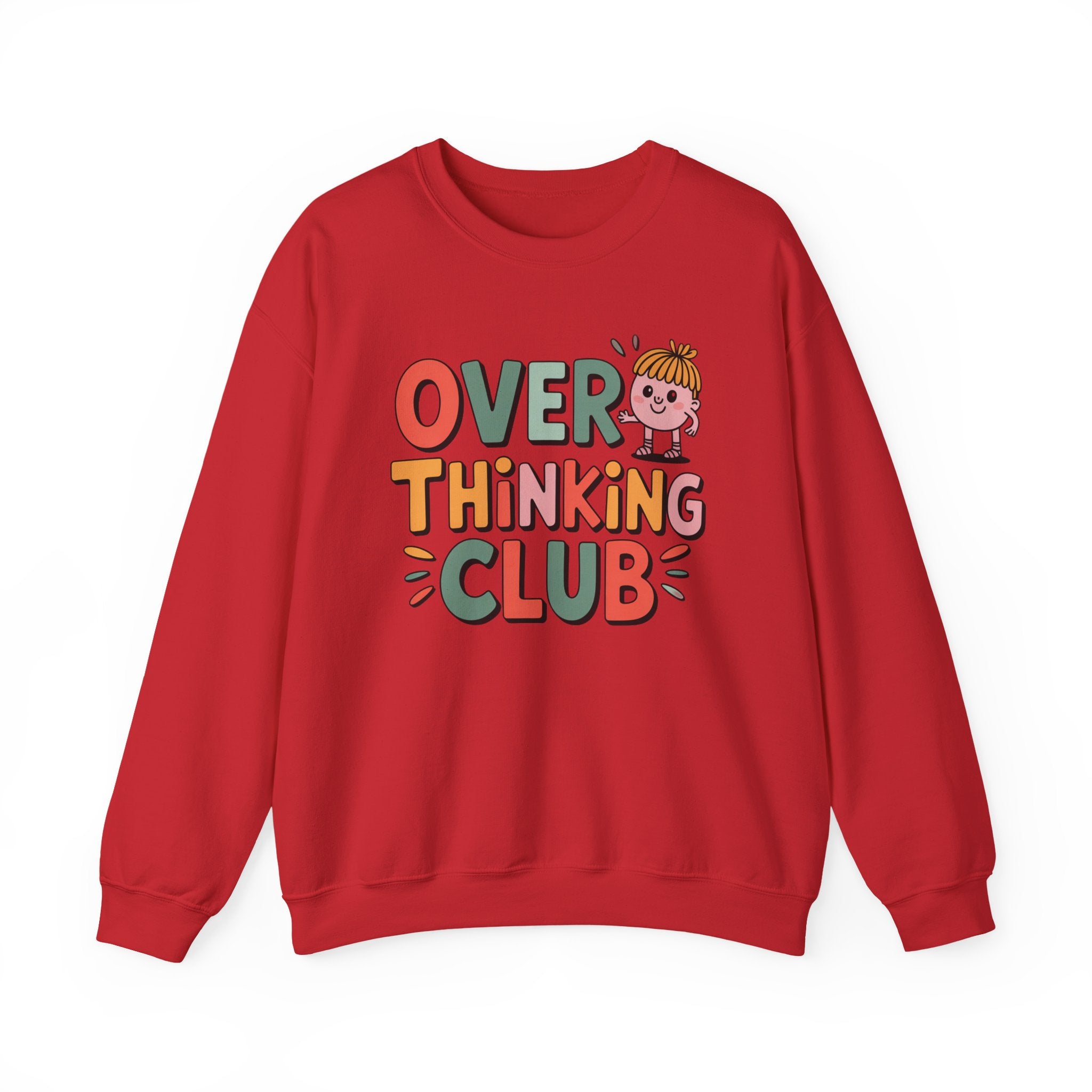 Overthinking Club sweatshirt | Cute cartoon text crewneck, Smart & Funny Slogan Sweatshirt, Trendy Motivational Streetwear