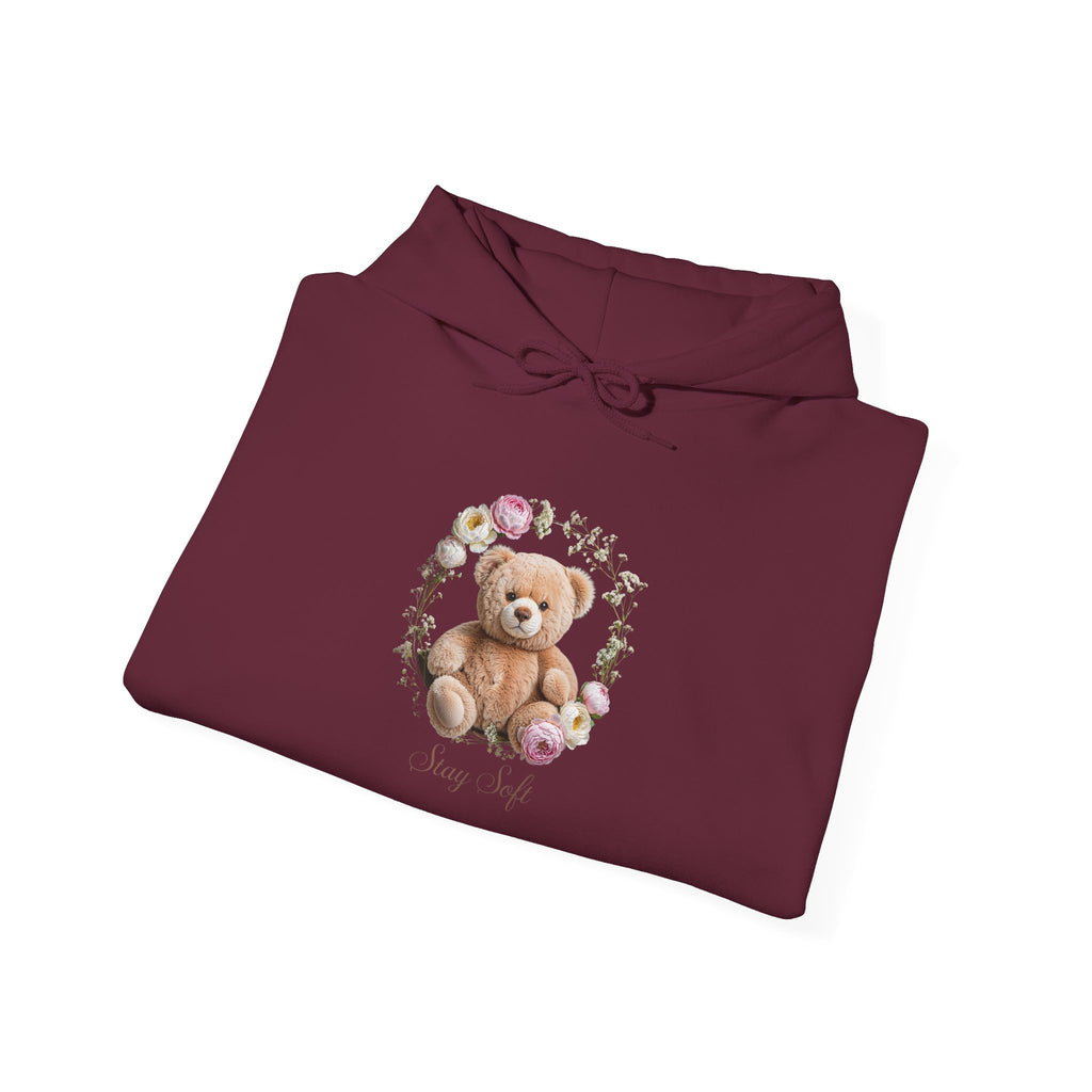 Sweat à capuche ours en peluche et couronne de fleurs | Sweat-shirt ours mignon avec roses