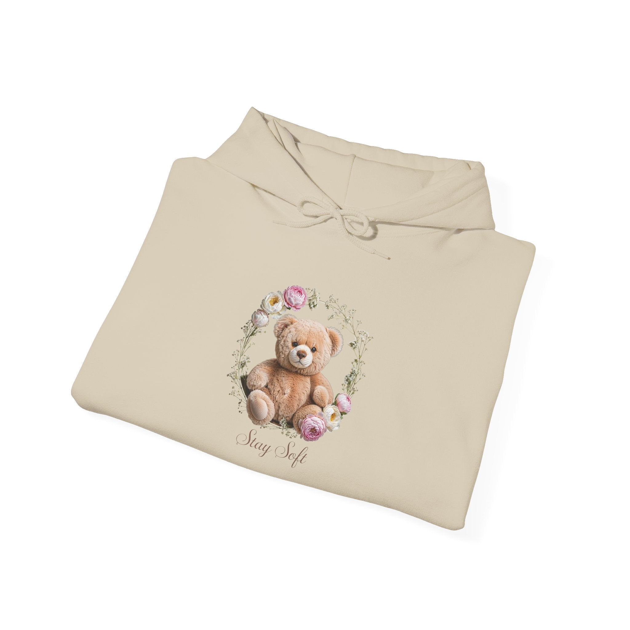 Sweat à capuche ours en peluche et couronne de fleurs | Sweat-shirt ours mignon avec roses