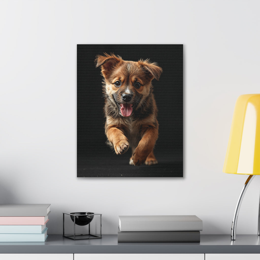 Running Puppy Canvas | Stretched Wall Art, gift for dog lovers