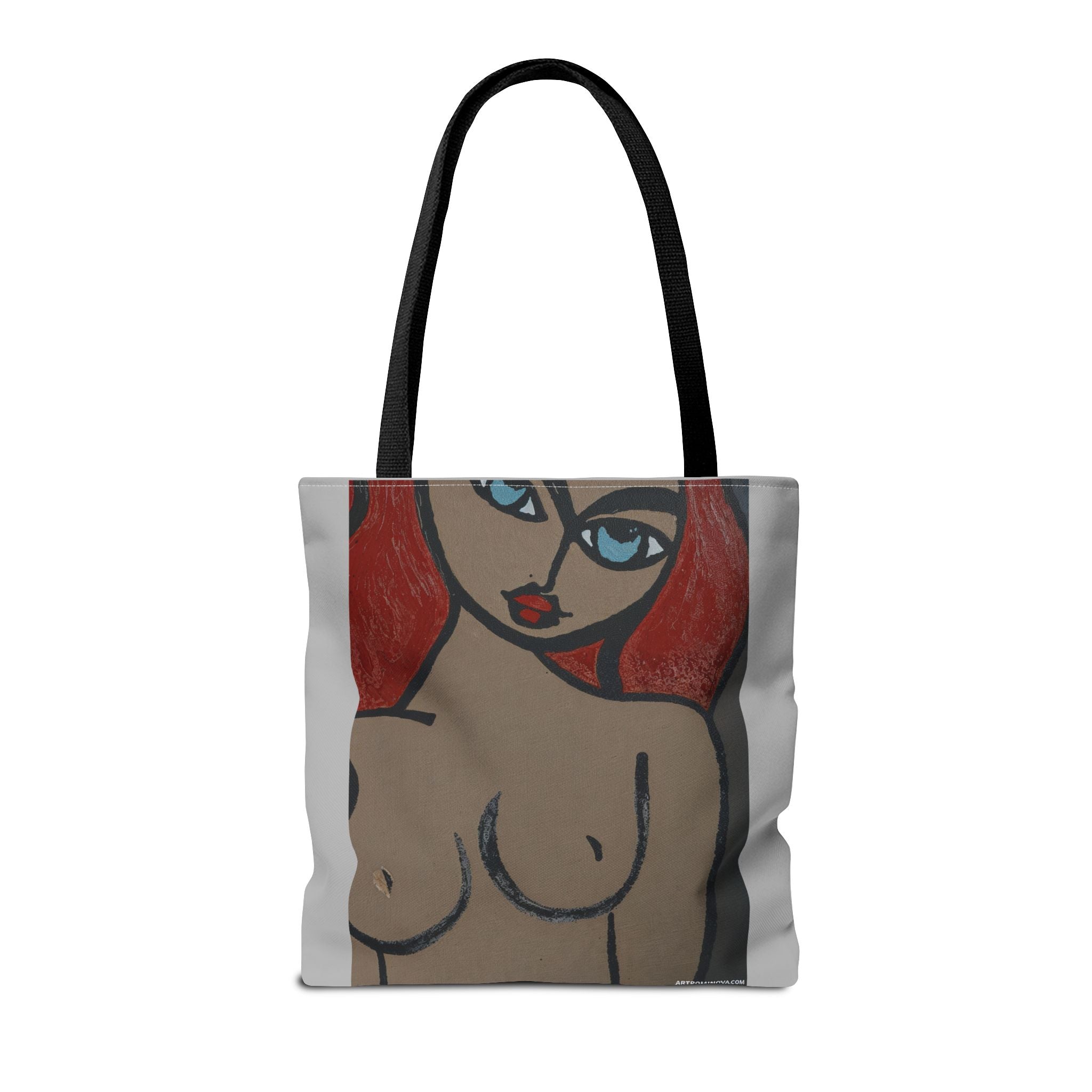 Sac fourre-tout portrait abstrait de femme | Motif expressionniste peint à la main