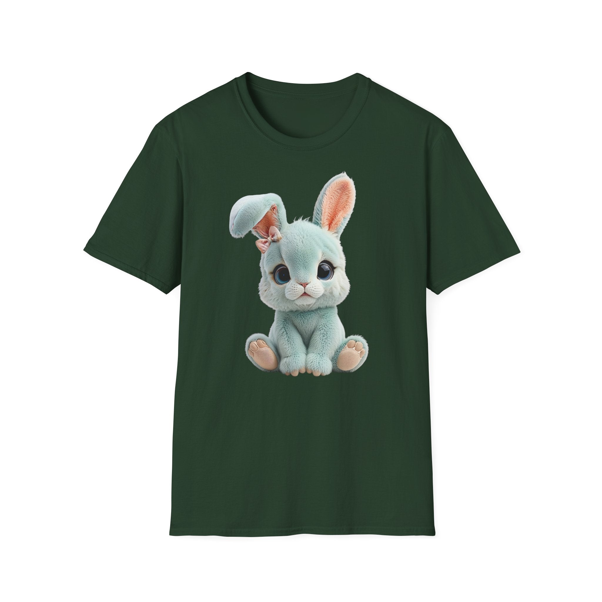 T-shirt Lapin en peluche bleu | T-shirt graphique lapin mignon