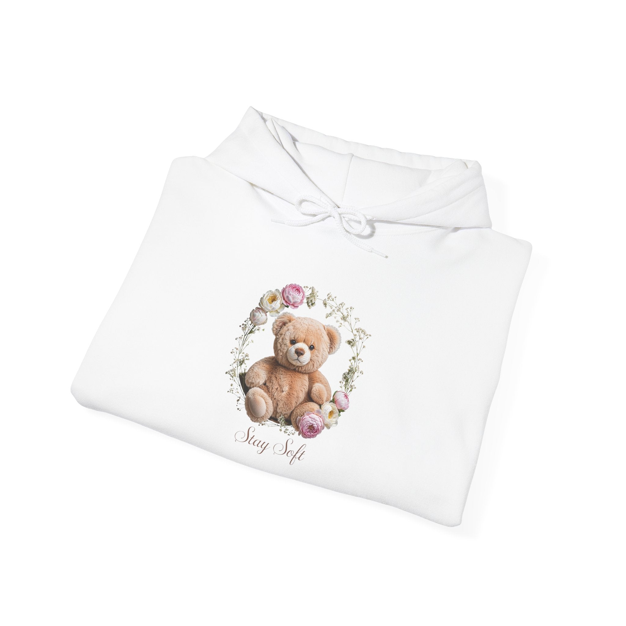 Sweat à capuche ours en peluche et couronne de fleurs | Sweat-shirt ours mignon avec roses