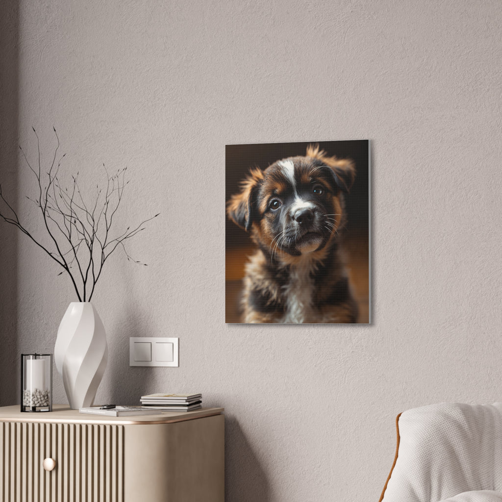 Adorable Puppy Portrait Canvas, gift for dog lovers, wall art with dog