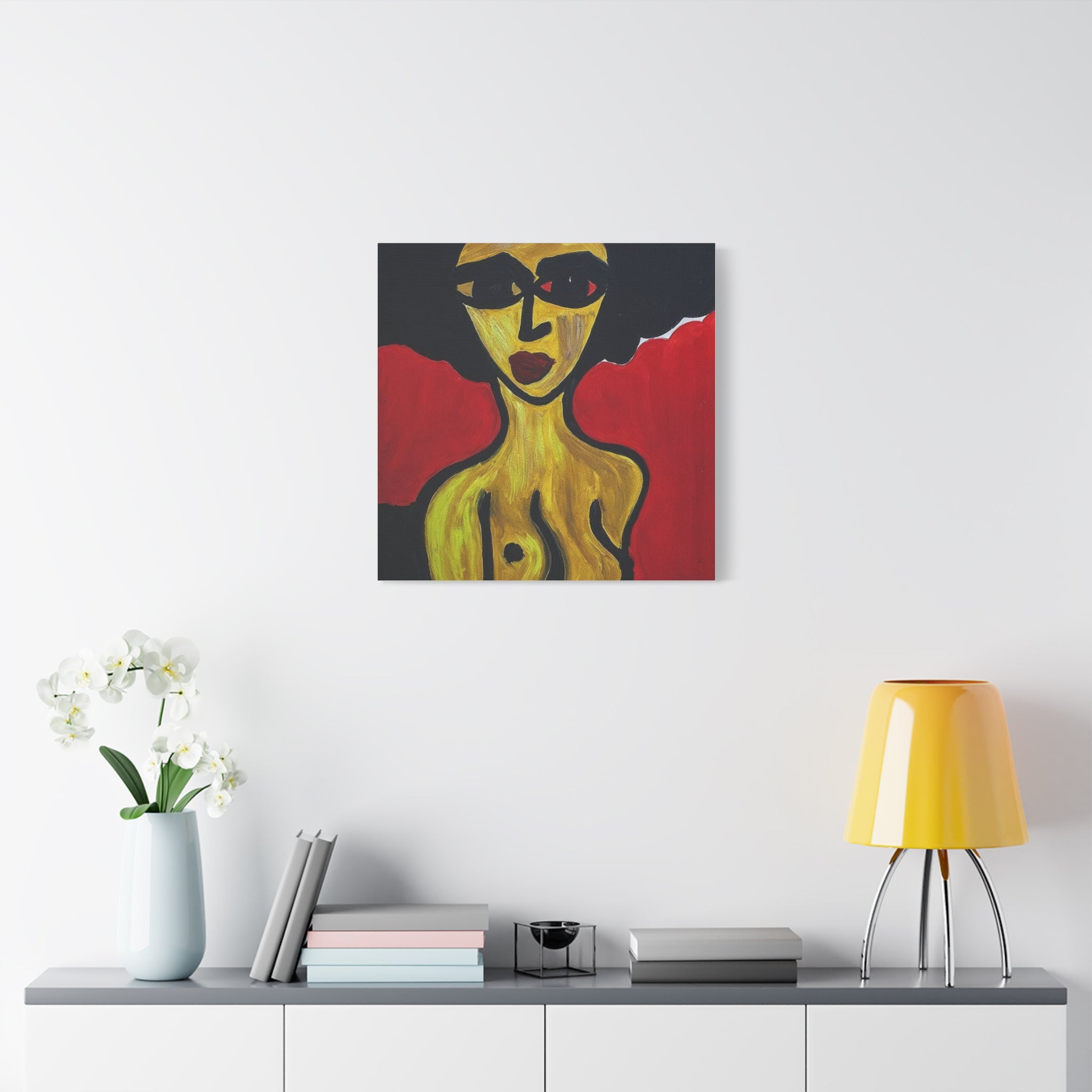 Portrait abstrait de femme sur toile, art contemporain, art moderne