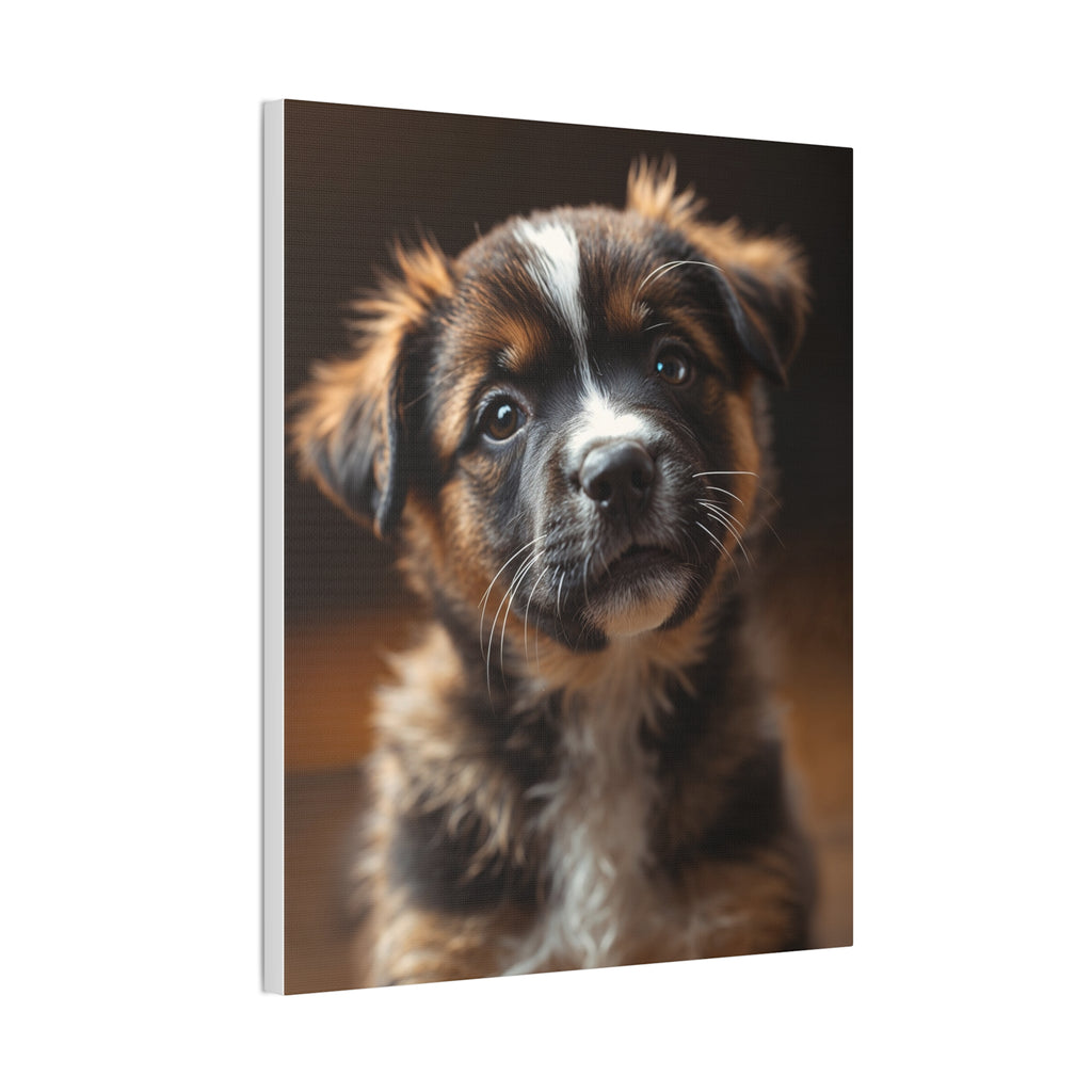 Adorable Puppy Portrait Canvas, gift for dog lovers, wall art with dog