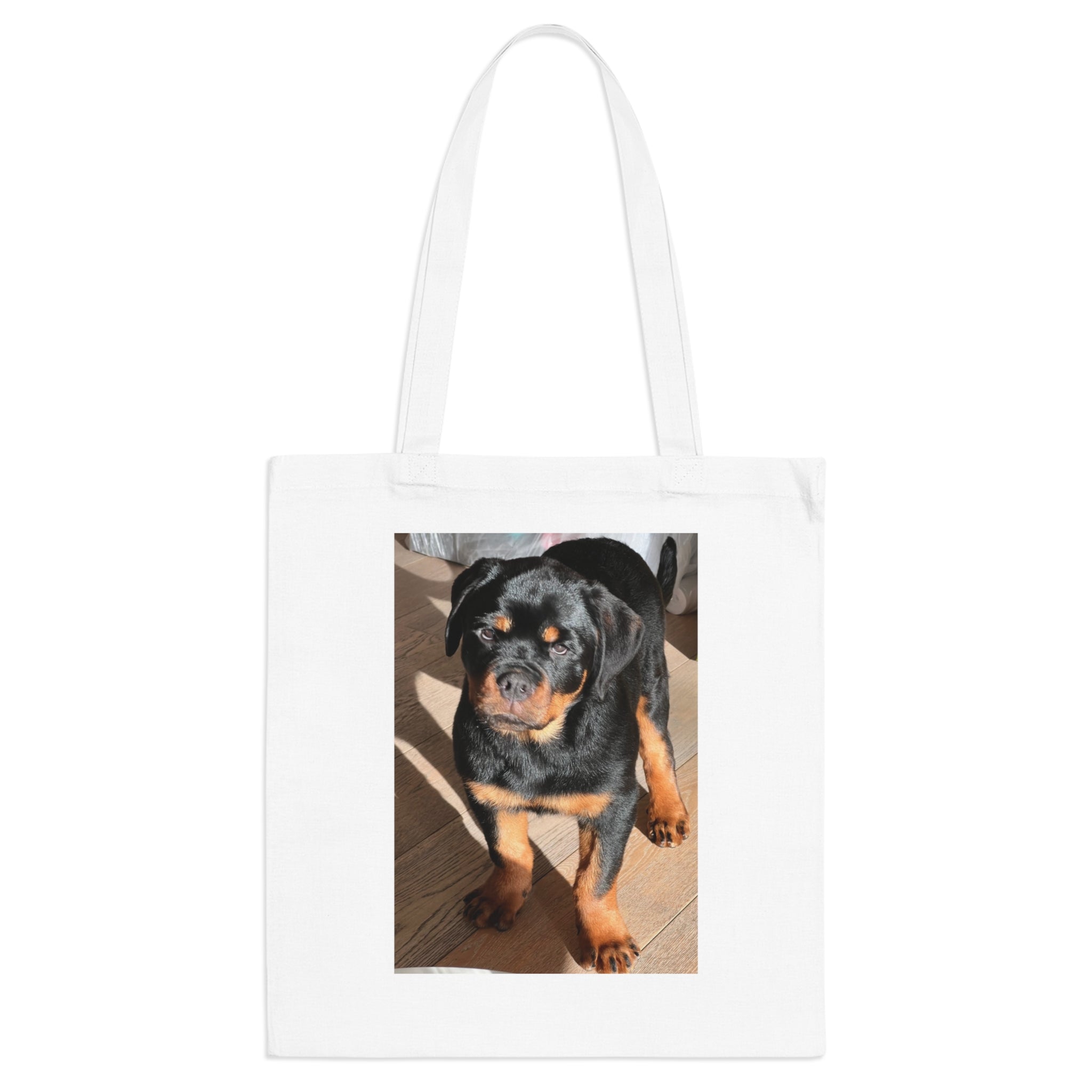 Rottweiler Puppy Photo Tote Bag | Dog Portrait Canvas Shopper bag