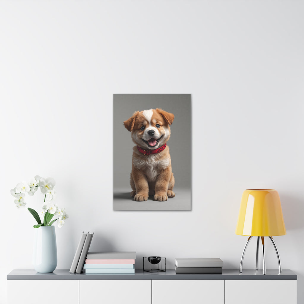 Smiling Puppy Portrait Canvas, gift for dog lovers