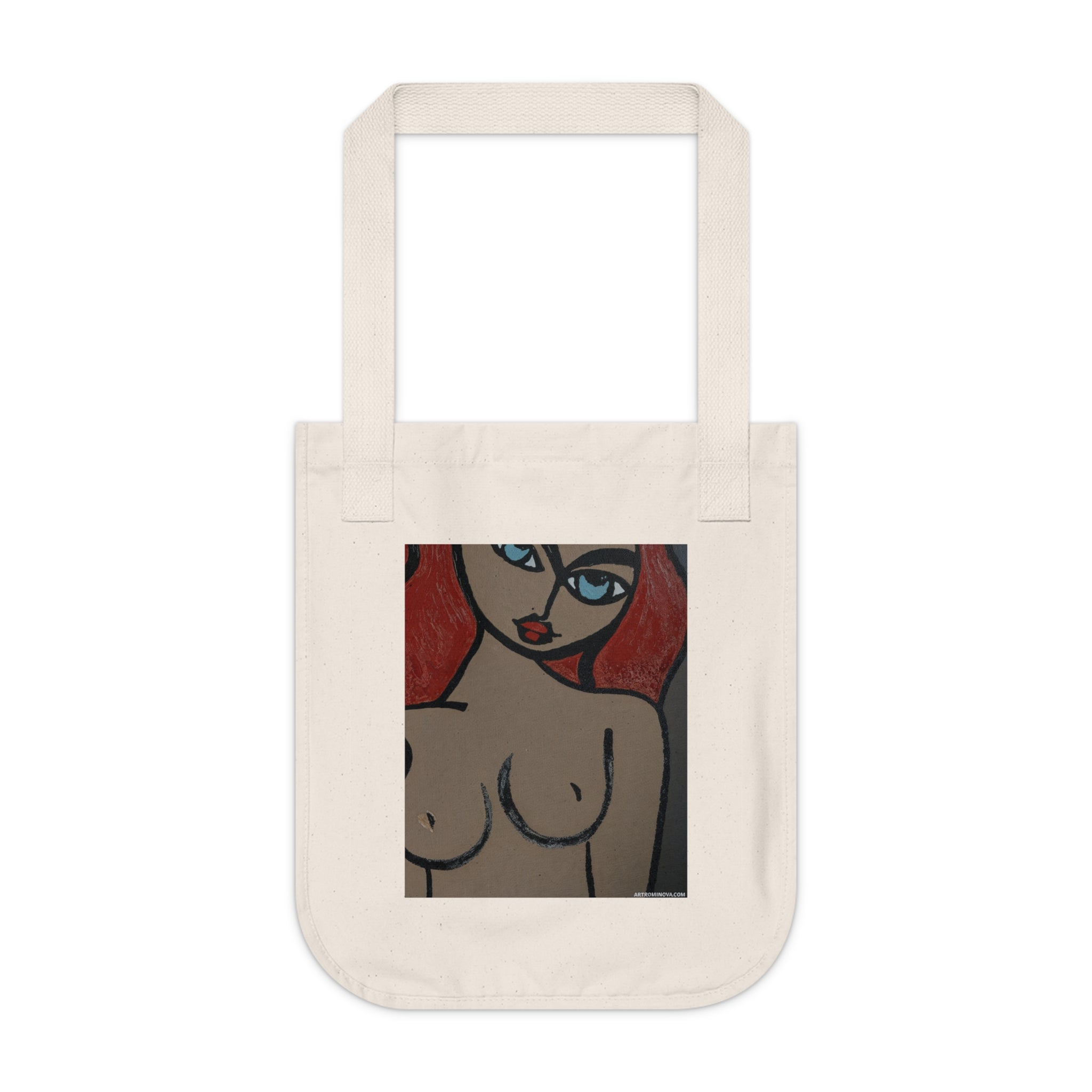 Sac fourre-tout en toile organique à illustration abstraite | Impression d'art, sac fait main