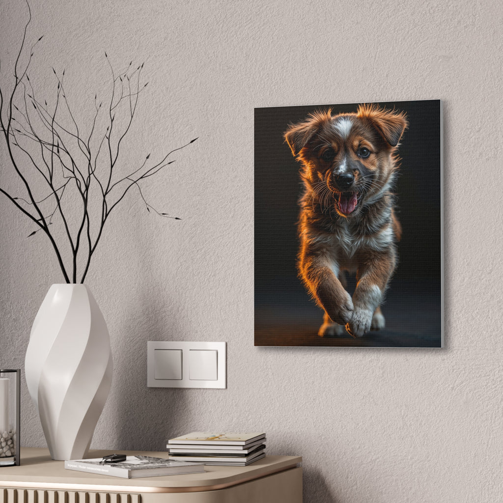 Running Puppy Canvas, gift for dog lovers