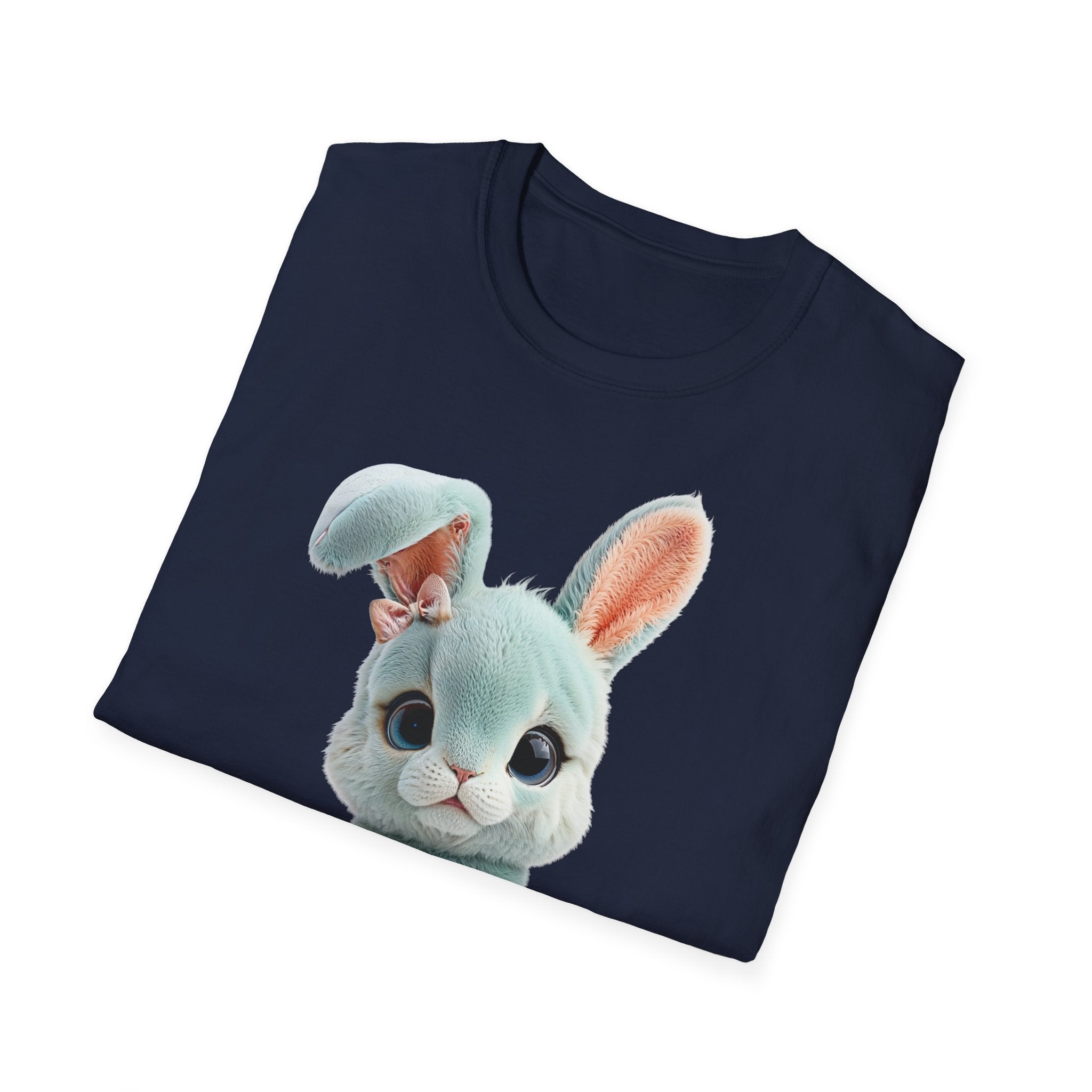 T-shirt Lapin en peluche bleu | T-shirt graphique lapin mignon