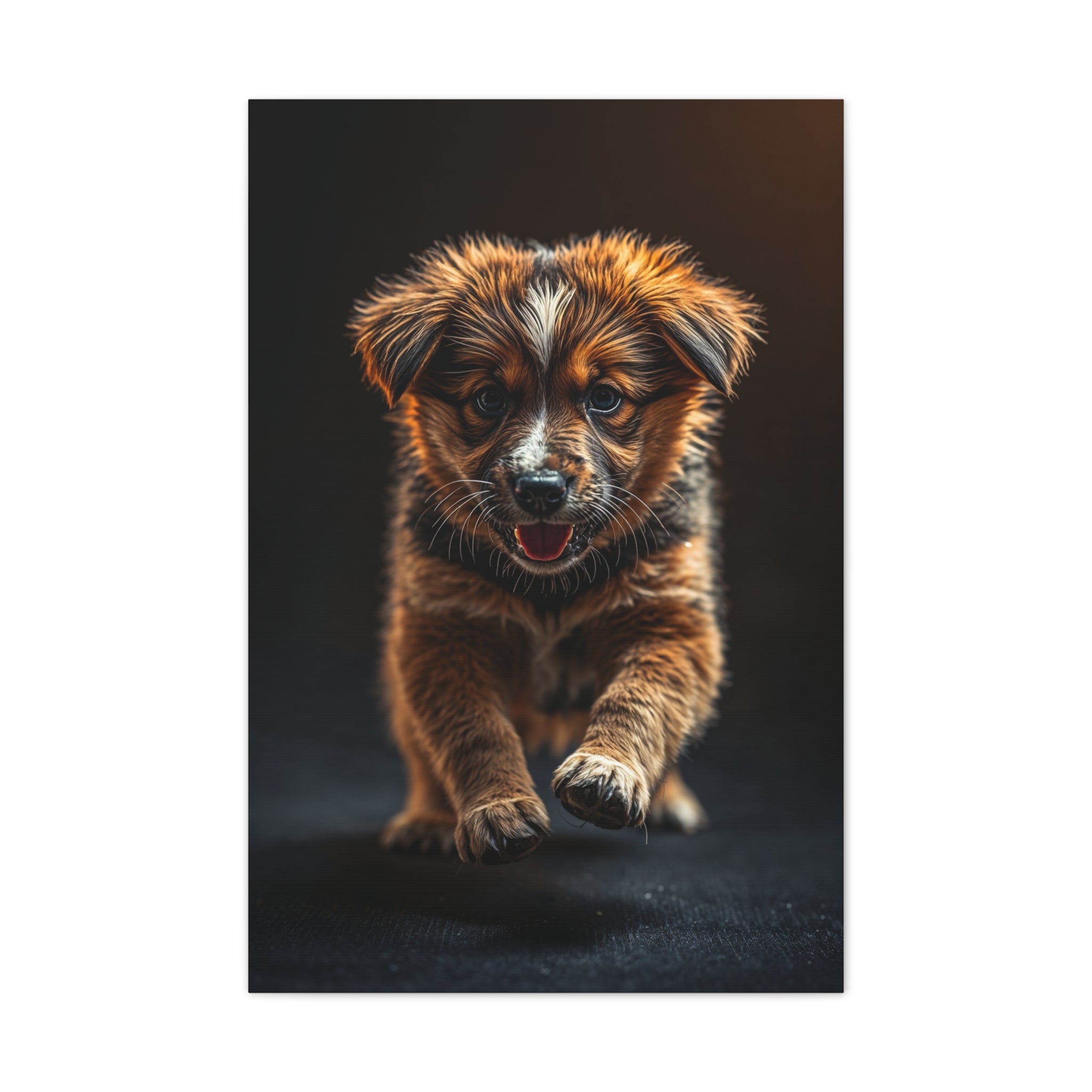 Running Puppy Canvas | Stretched Wall Art, Dog Portrait, gift for dog lovers