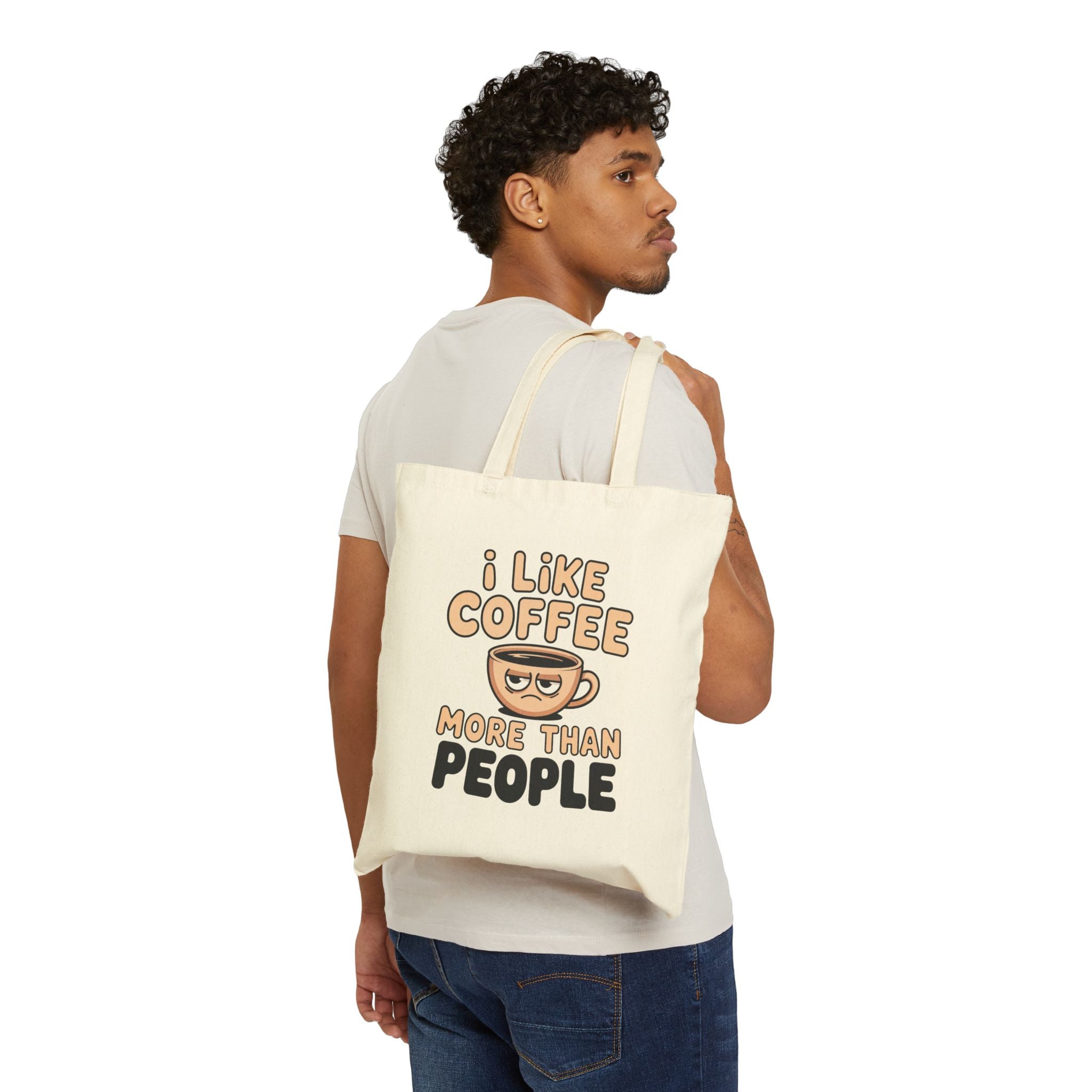 I Like Coffee More Than People tote bag | funny coffee cup design, canvas tote, shopper bag (Copy)