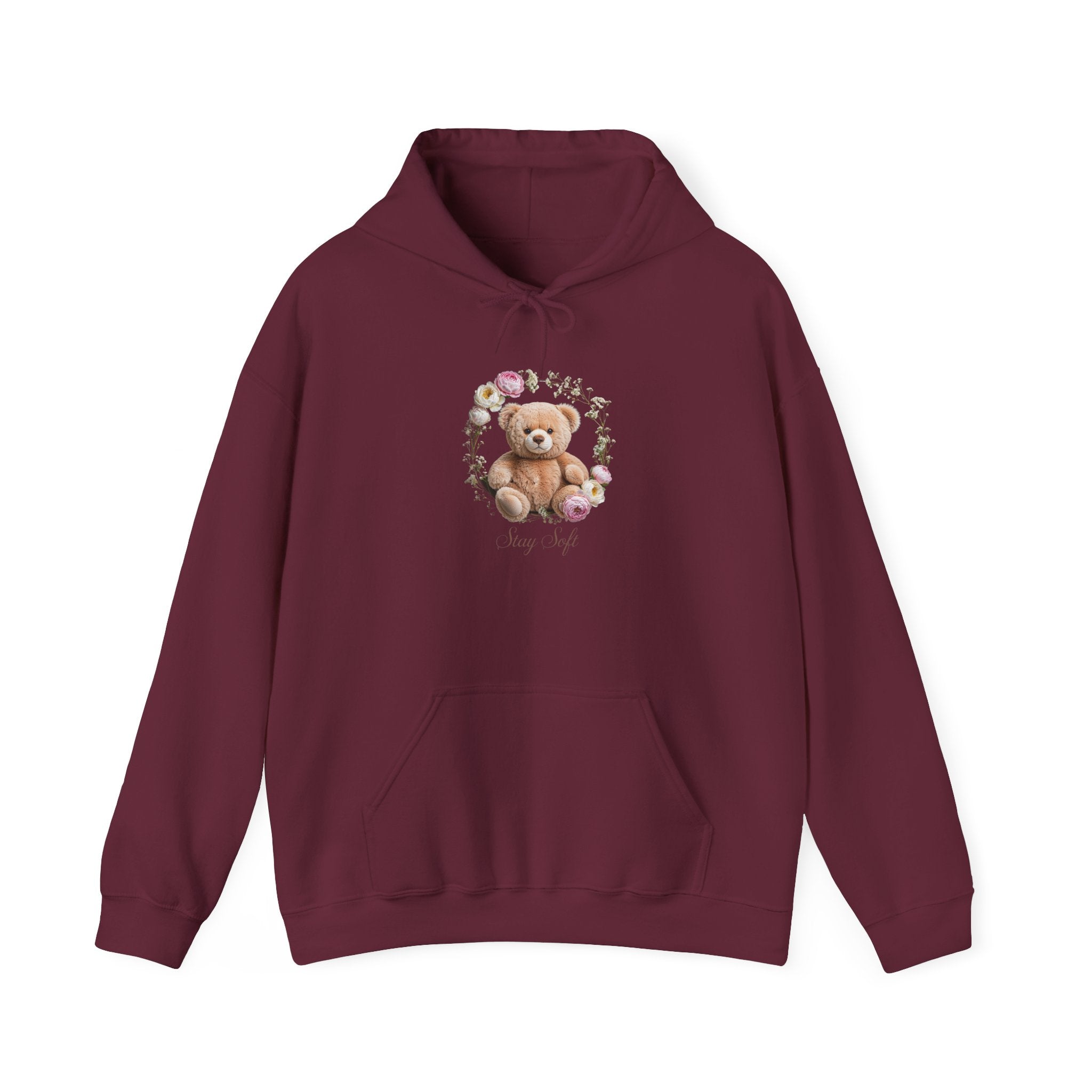 Sweat à capuche ours en peluche et couronne de fleurs | Sweat-shirt ours mignon avec roses