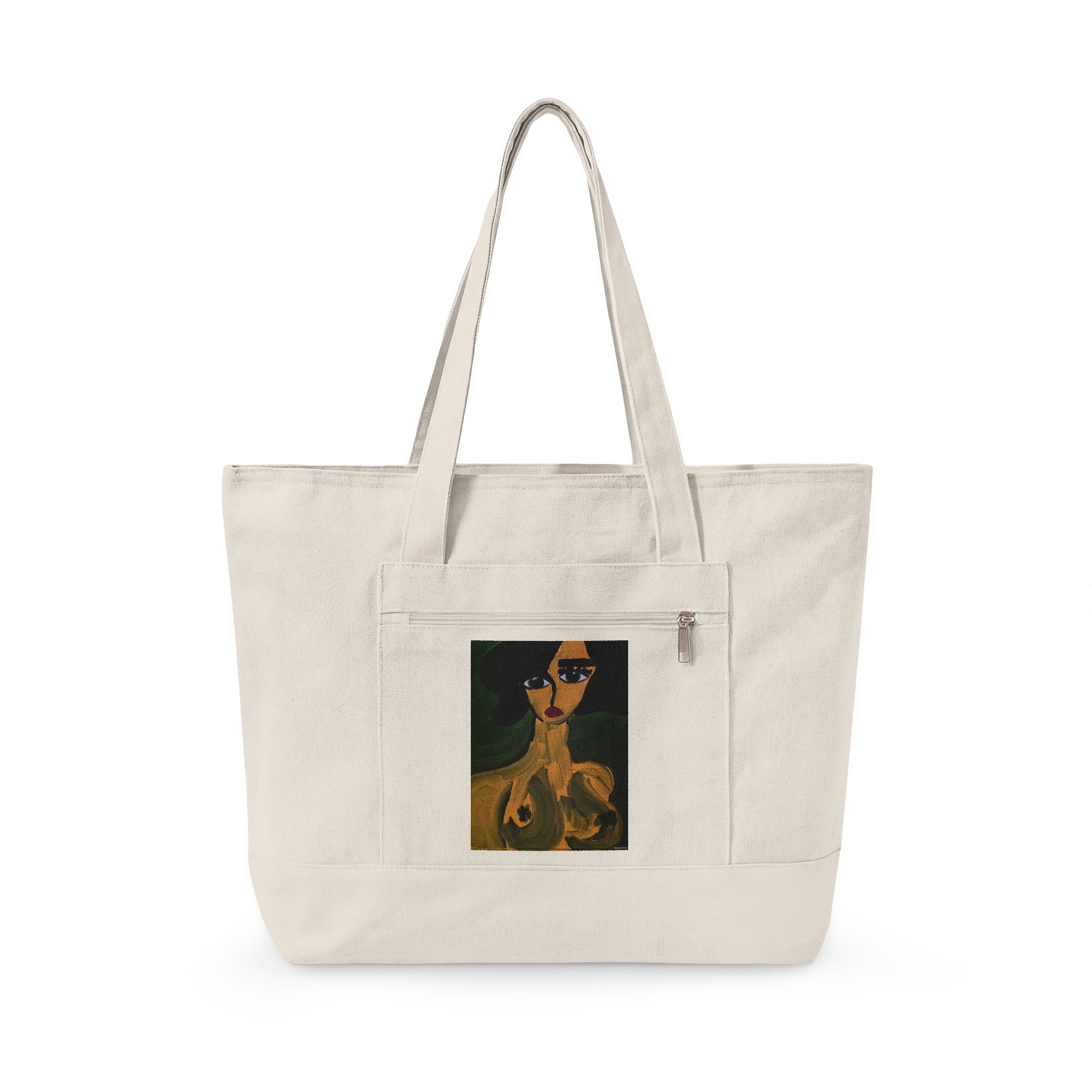 Sac fourre-tout en toile à fermeture éclair | Illustration artistique de nu, fait main