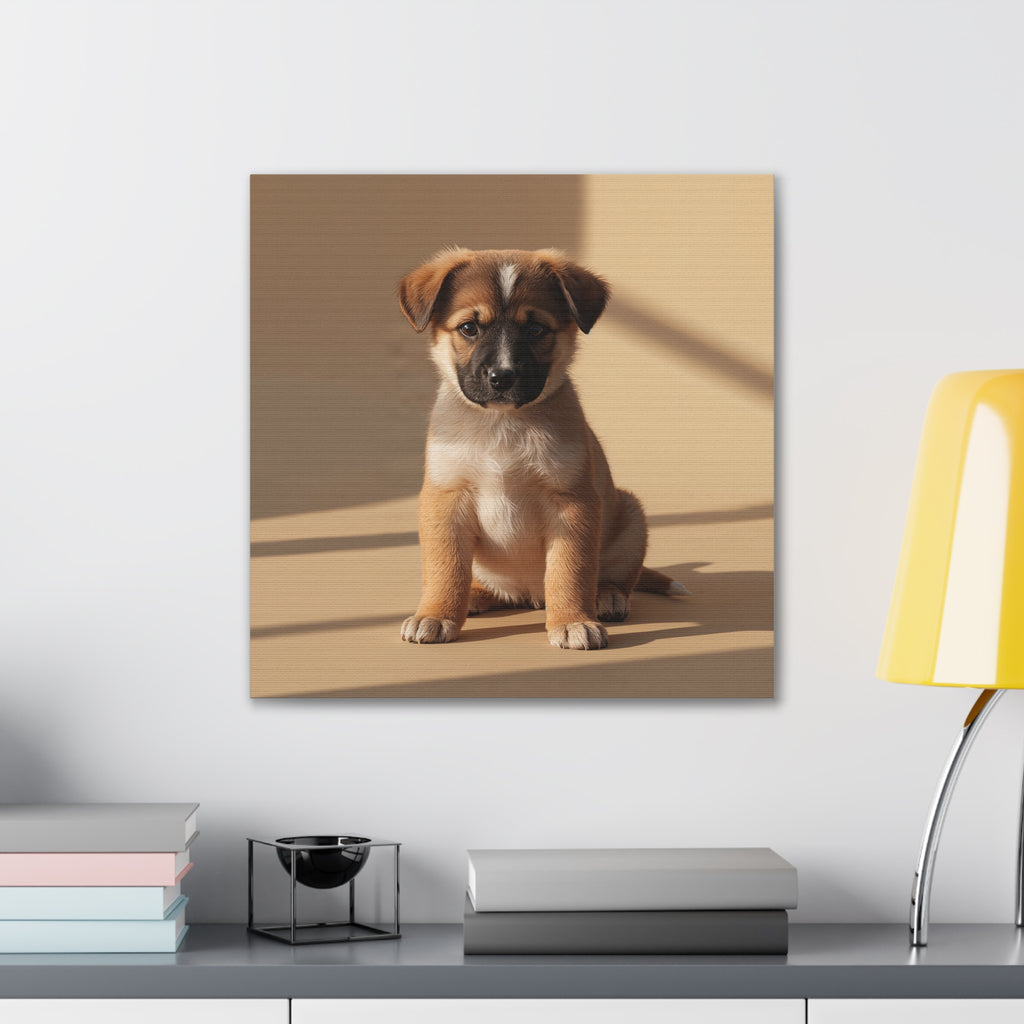 Brown Puppy Portrait Canvas, gift for dog lovers