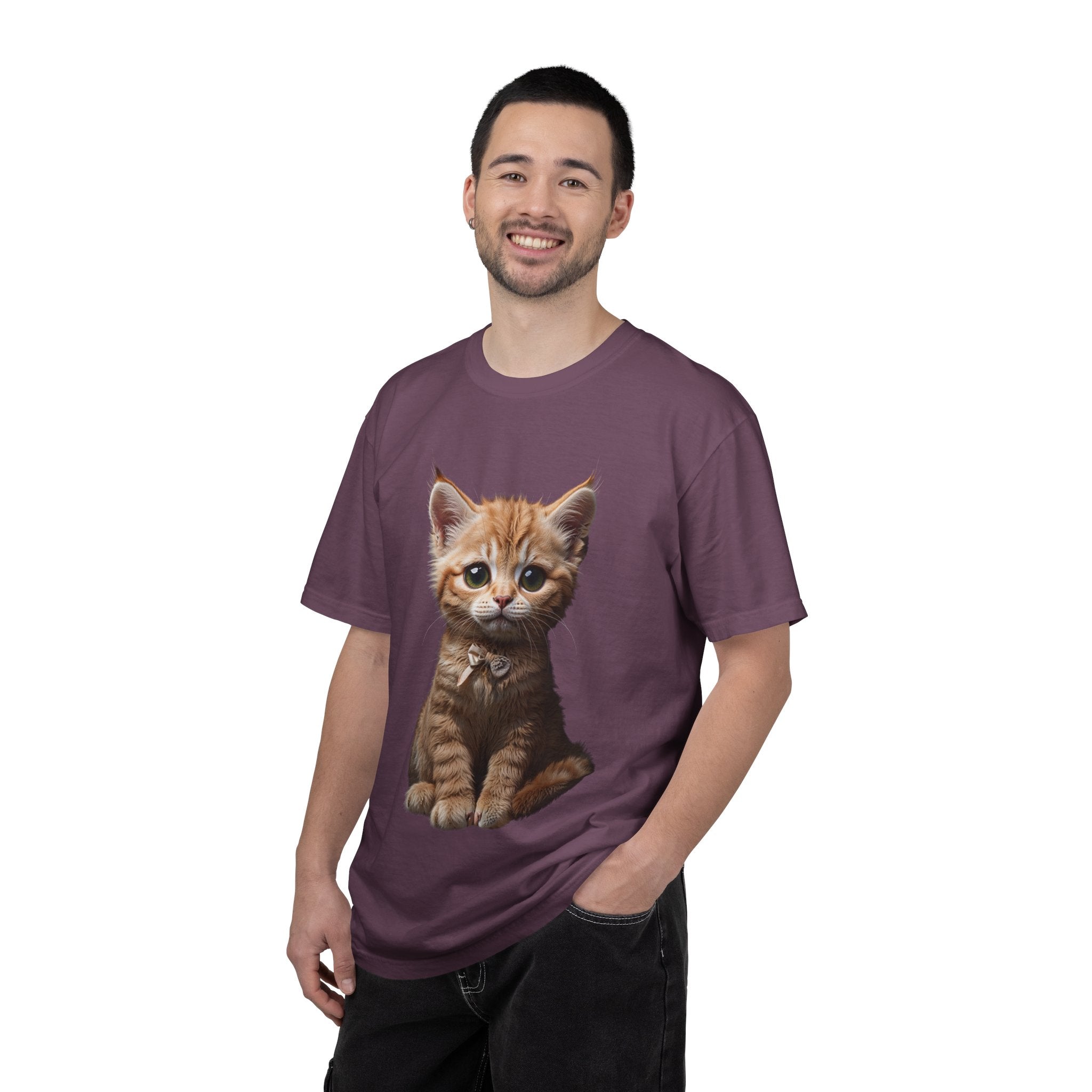 Kitten Illustration T-Shirt | Realistic Cat Portrait, organic cotton