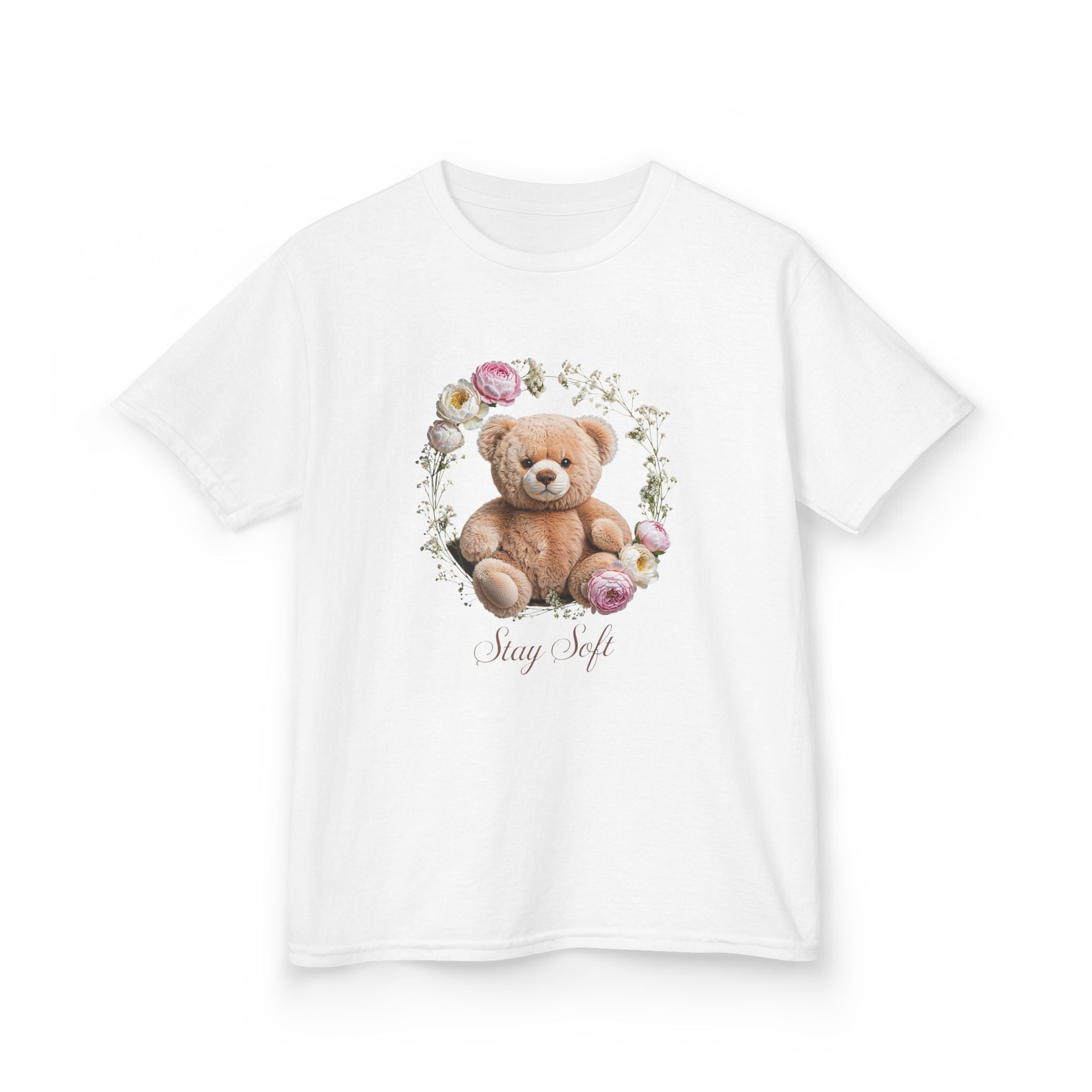 T-shirt enfant ours en peluche | T-shirt ours en peluche fleuri, T-shirt ours en peluche kawaii, Imprimé ours mignon, T-shirt unisexe doux