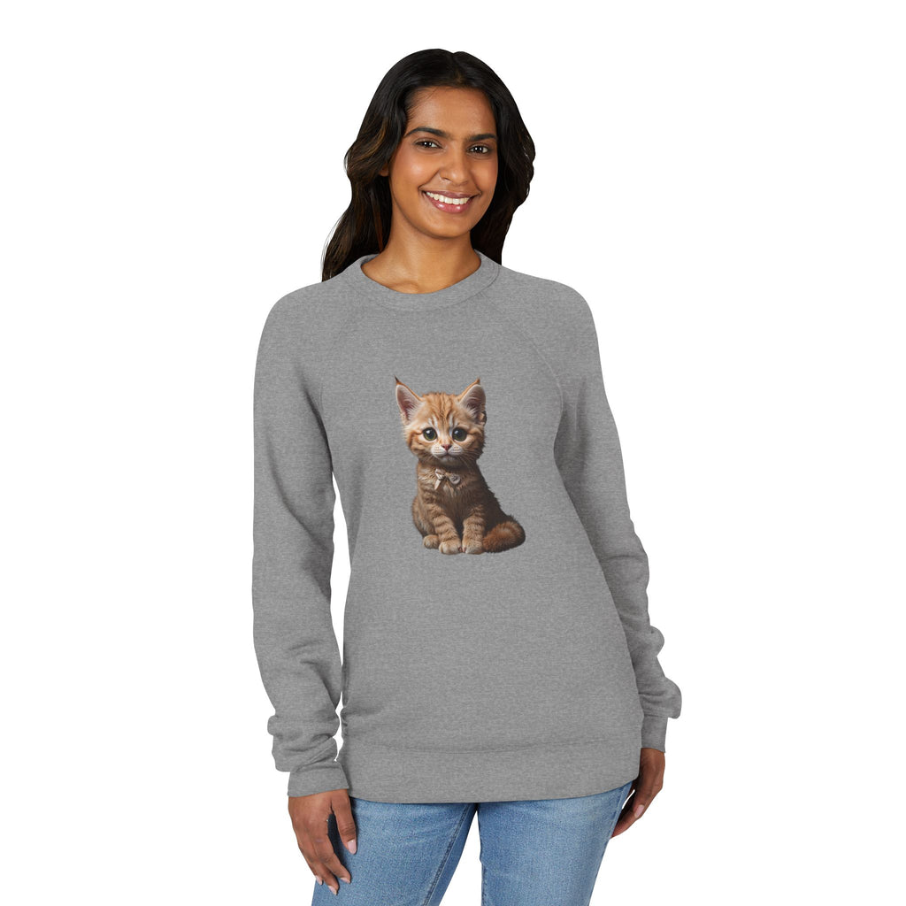 Sweat-shirt à motif chaton tigré orange | Sweat-shirt raglan avec illustration de chat mignon